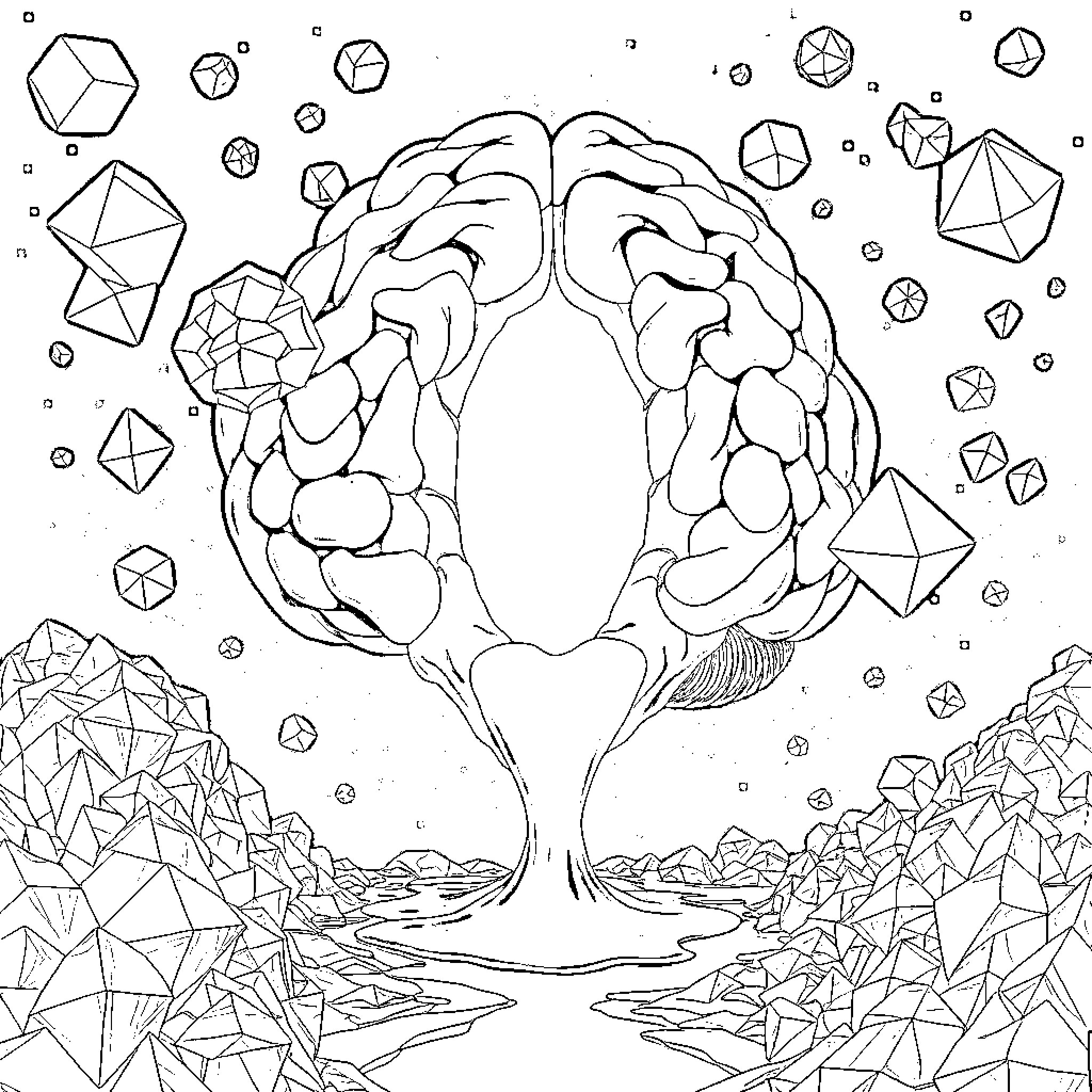 Portal to the Geometric Realm Coloring Page (free black-and-white line drawing printable PDF for all, from beginners to advanced learners, including children, teens, adults, and seniors)
