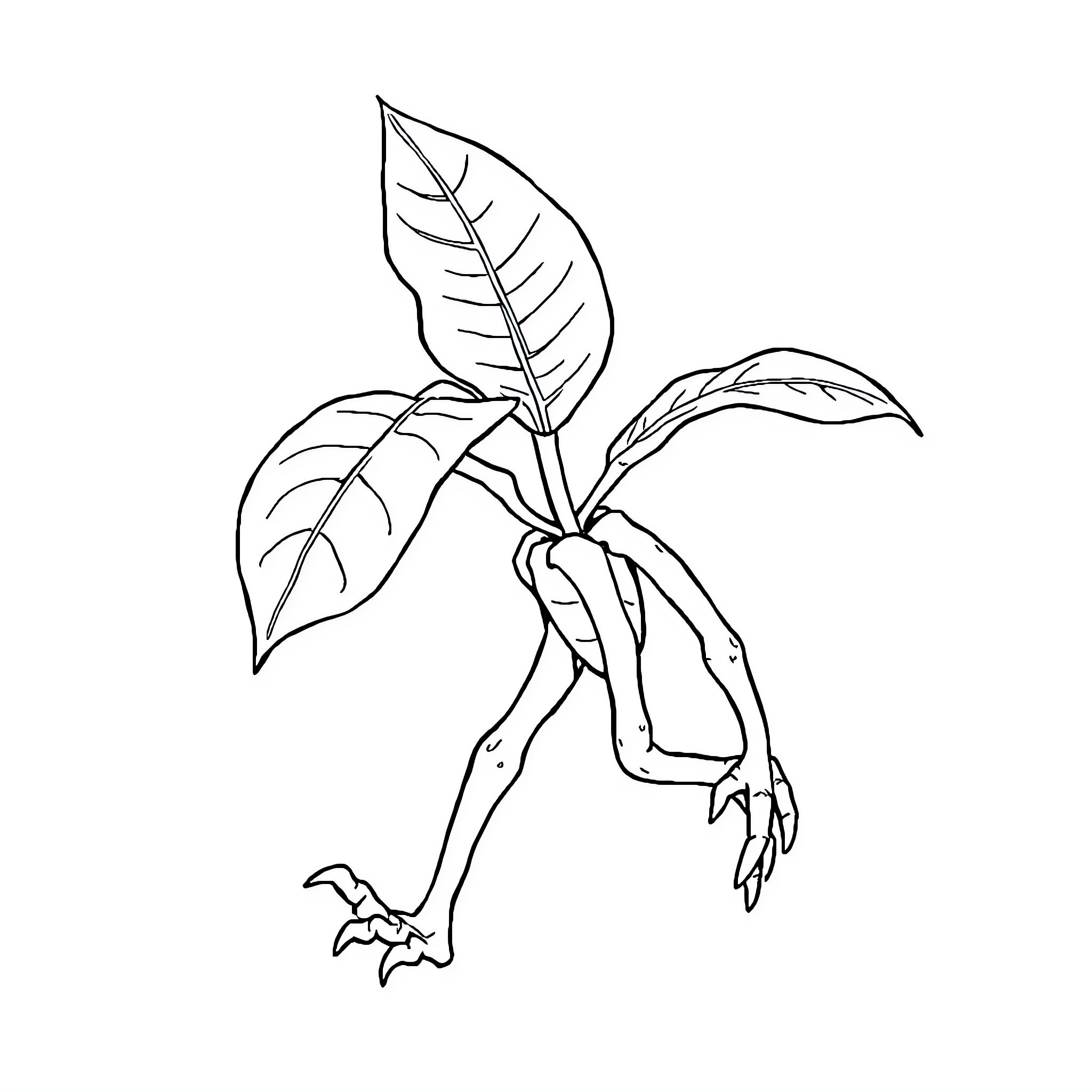 Monstera plant in abstract line art style Coloring Page (free black-and-white line drawing printable PDF for all, from beginners to advanced learners, including children, teens, adults, and seniors)