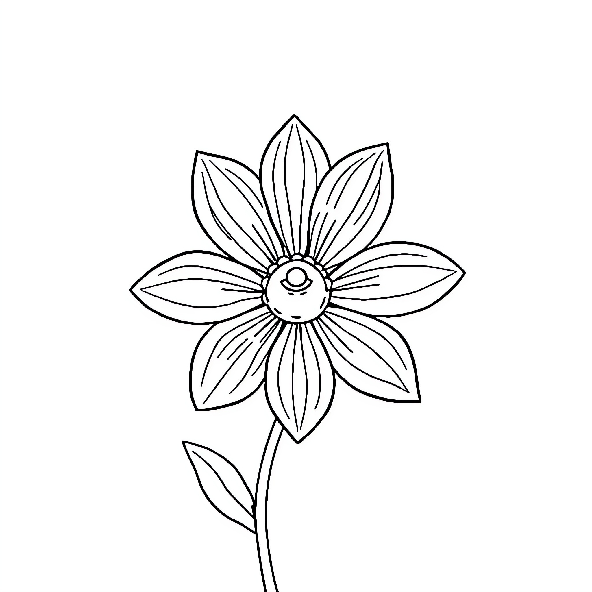 Daisy flower with intricate petals Coloring Page (free black-and-white line drawing printable PDF for all, from beginners to advanced learners, including children, teens, adults, and seniors)