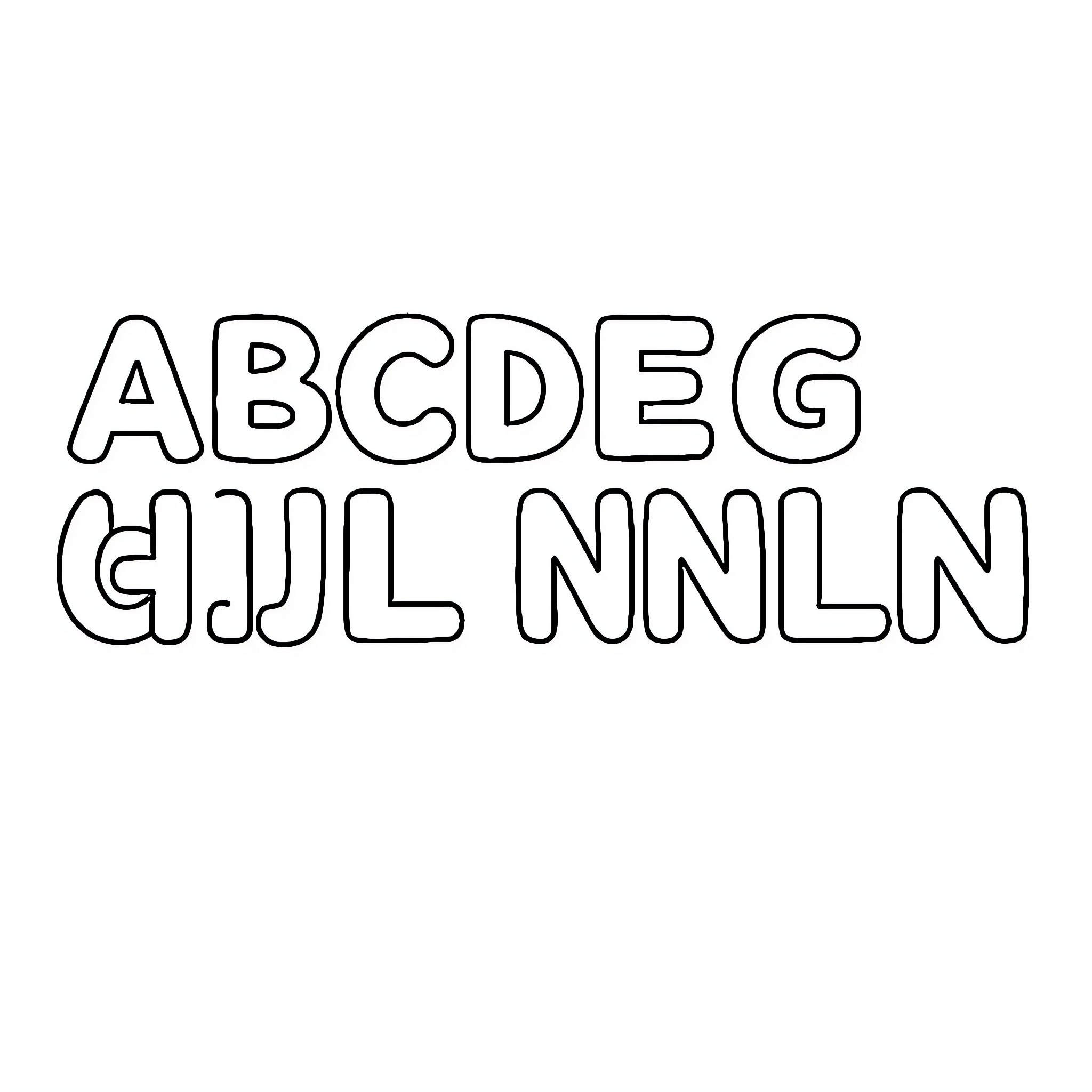 Alphabet letters arranged playfully Coloring Page (free black-and-white line drawing printable PDF for all, from beginners to advanced learners, including children, teens, adults, and seniors)