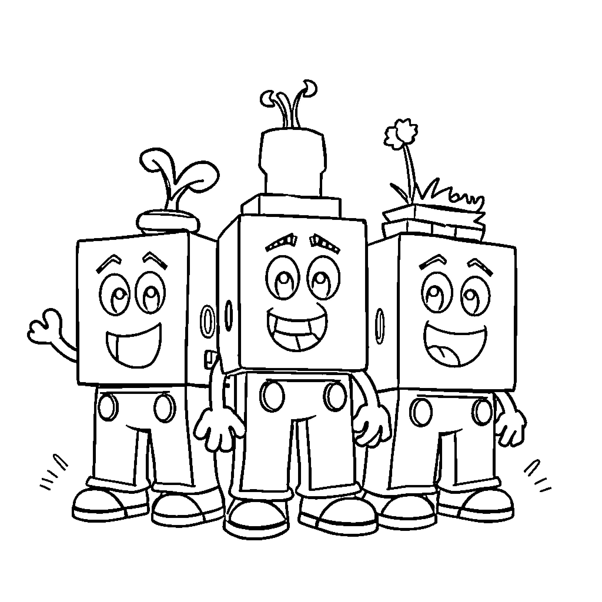 Numberblocks friends having a happy gathering Coloring Page (free black-and-white line drawing printable PDF for all, from beginners to advanced learners, including children, teens, adults, and seniors)