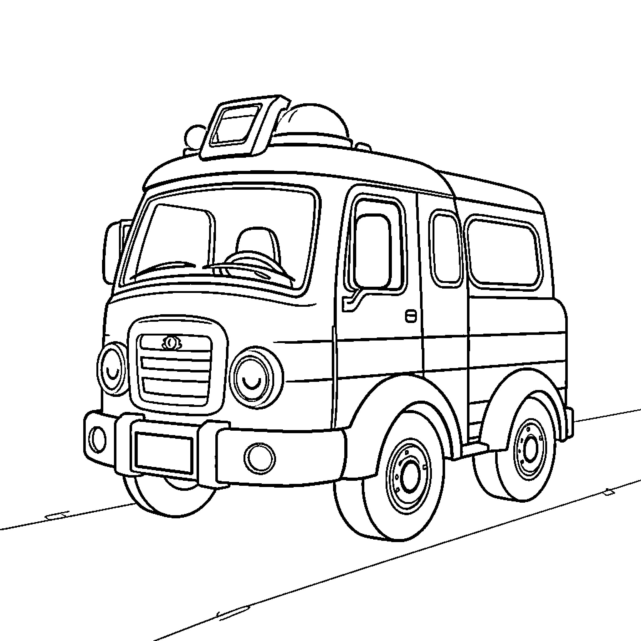 Fire Truck responding to an emergency call Coloring Page (free black-and-white line drawing printable PDF for all, from beginners to advanced learners, including children, teens, adults, and seniors)