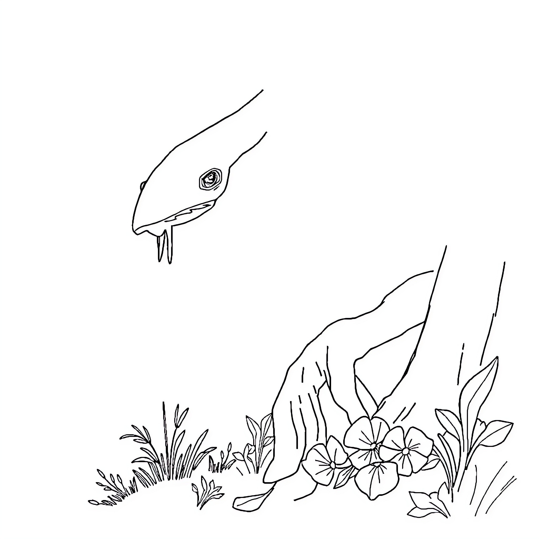 Cat exploring tropical underwater scene Coloring Page (free black-and-white line drawing printable PDF for all, from beginners to advanced learners, including children, teens, adults, and seniors)