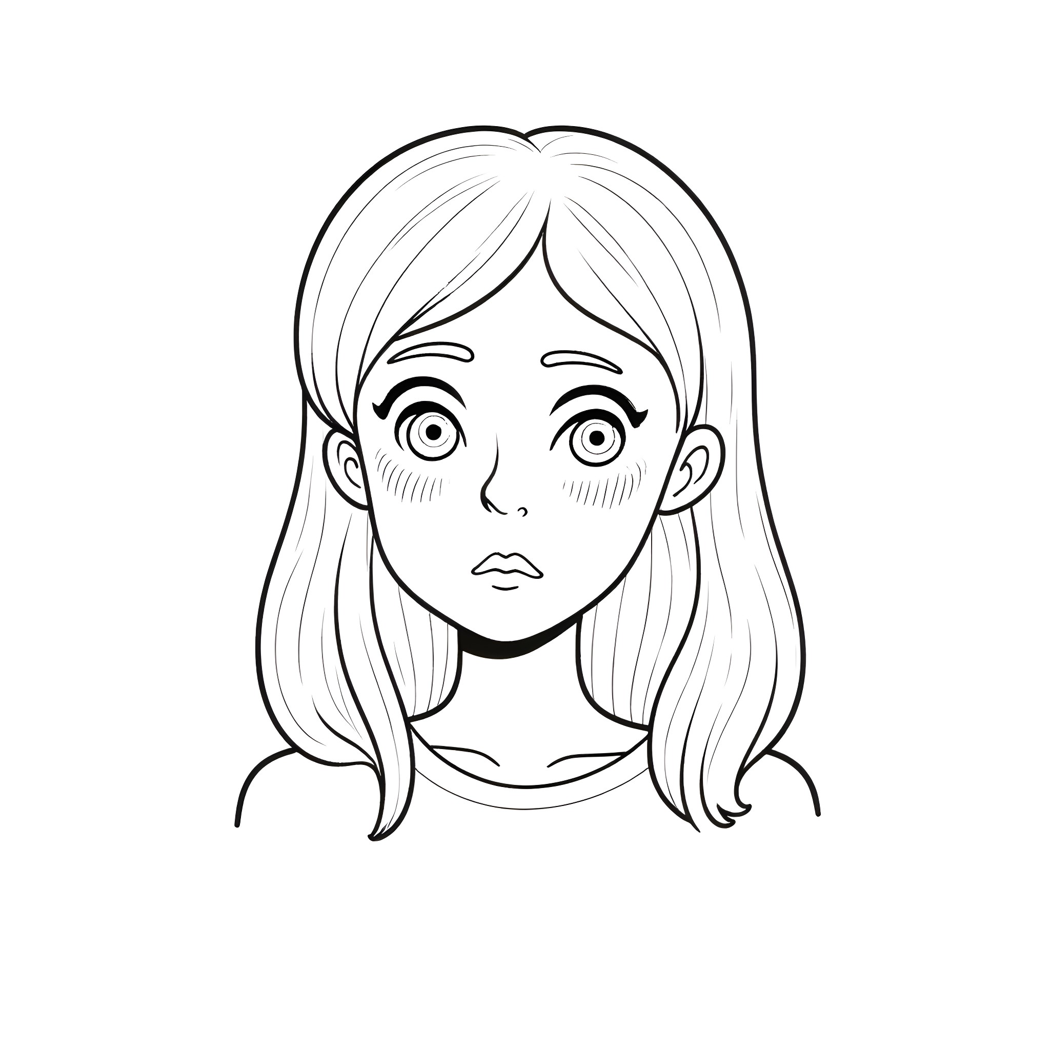 Teacher with sad expression Coloring Page (free black-and-white line drawing printable PDF for all, from beginners to advanced learners, including children, teens, adults, and seniors)