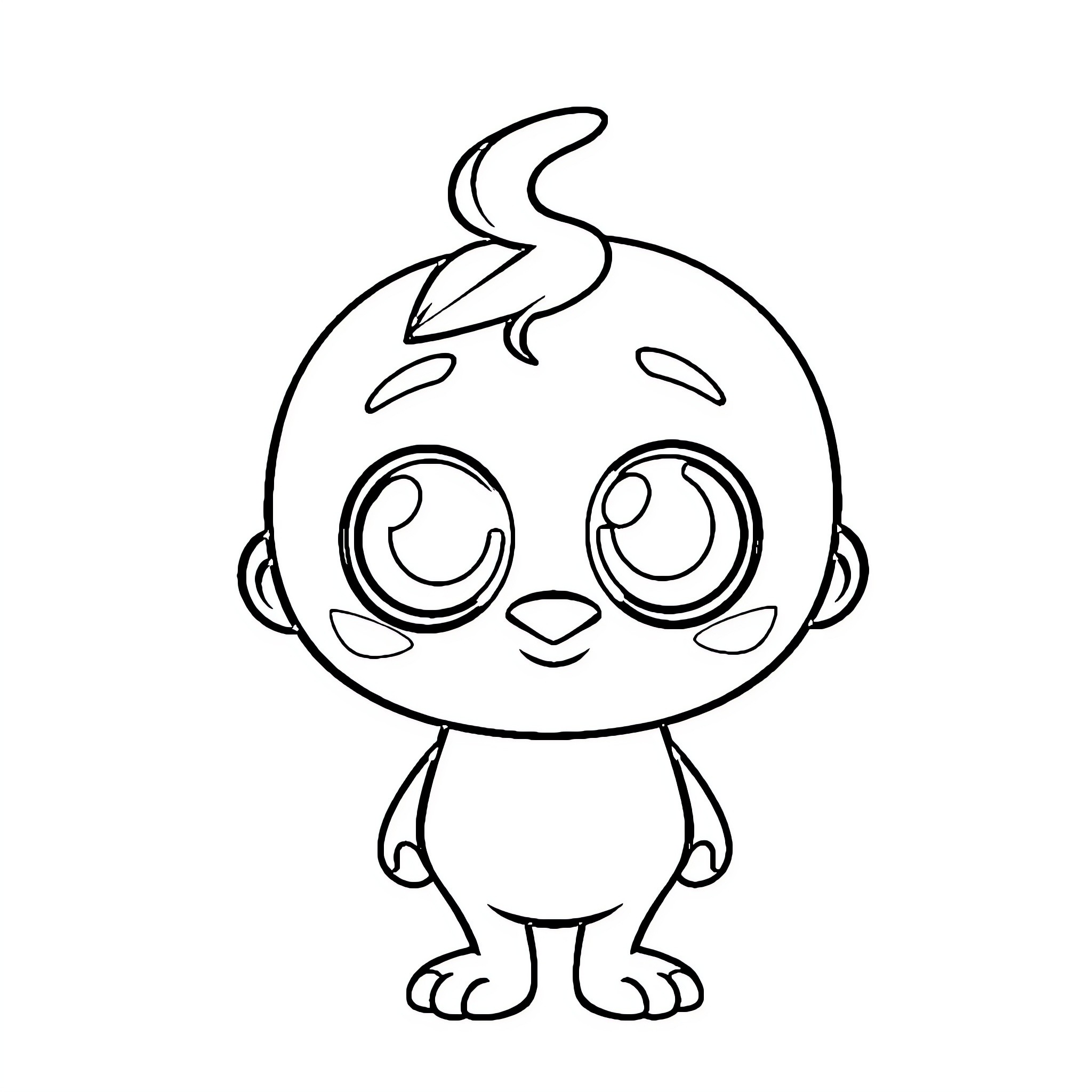 Boov character with big eyes and happy expression Coloring Page (free black-and-white line drawing printable PDF for all, from beginners to advanced learners, including children, teens, adults, and seniors)