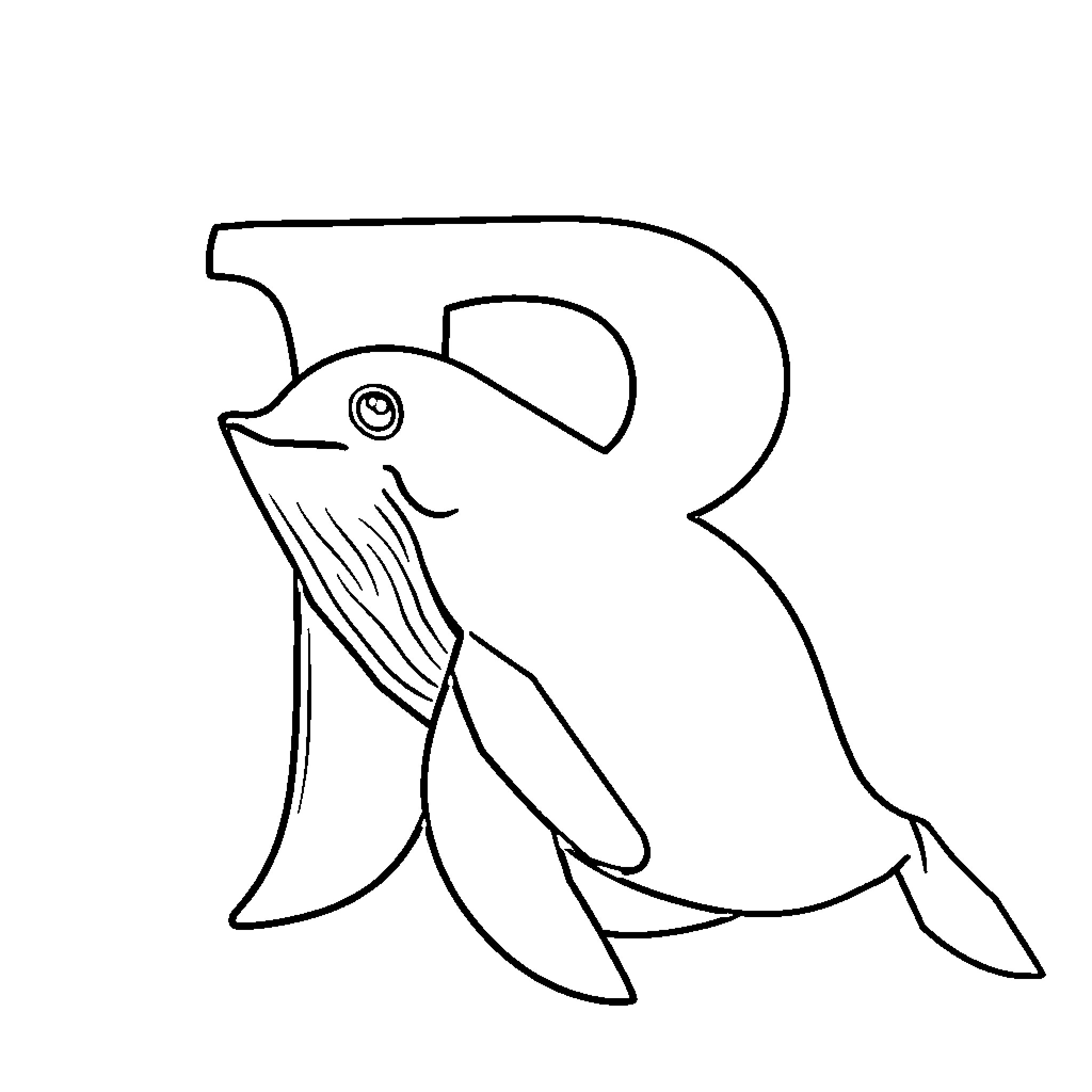 Whale swimming playfully in the ocean Coloring Page (free black-and-white line drawing printable PDF for all, from beginners to advanced learners, including children, teens, adults, and seniors)