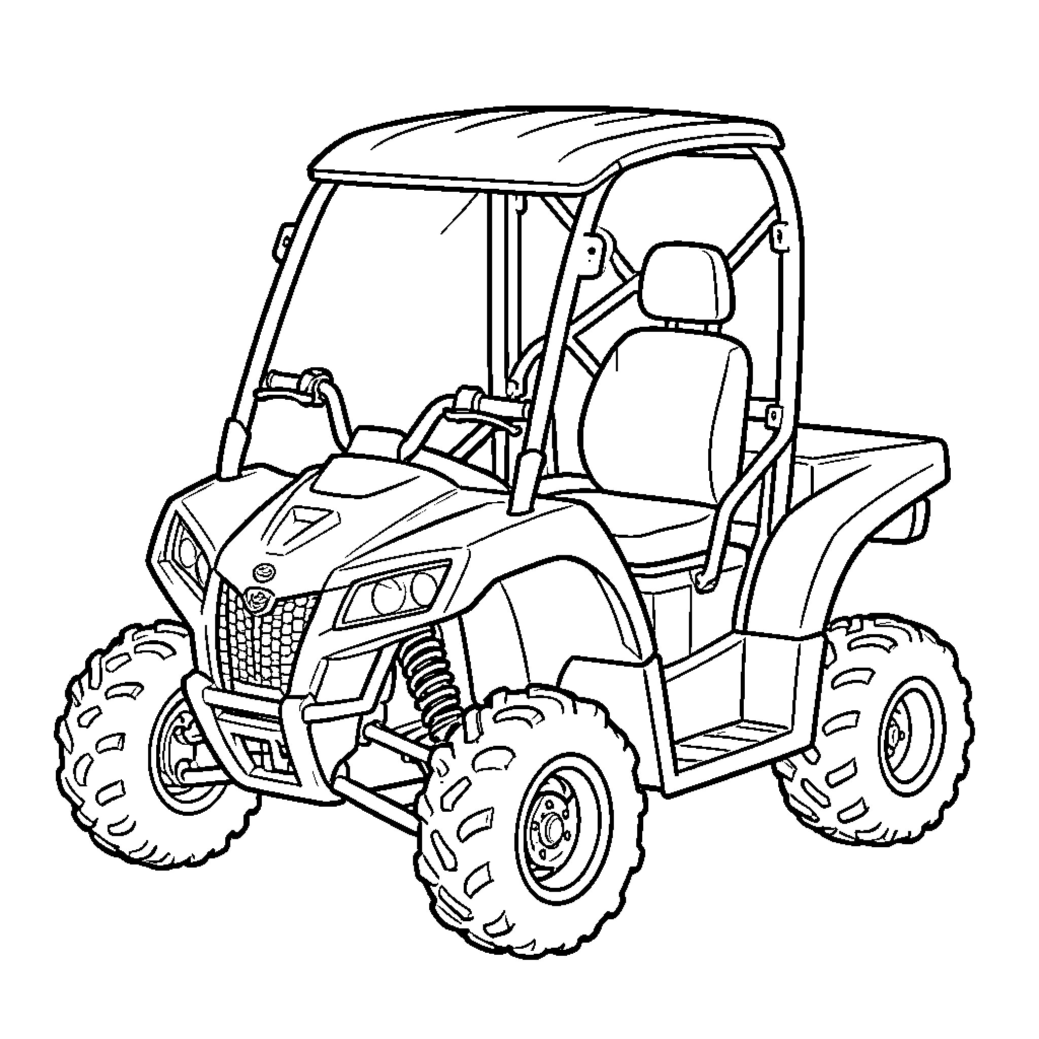 ATV driving off-road adventure Coloring Page (free black-and-white line drawing printable PDF for all, from beginners to advanced learners, including children, teens, adults, and seniors)