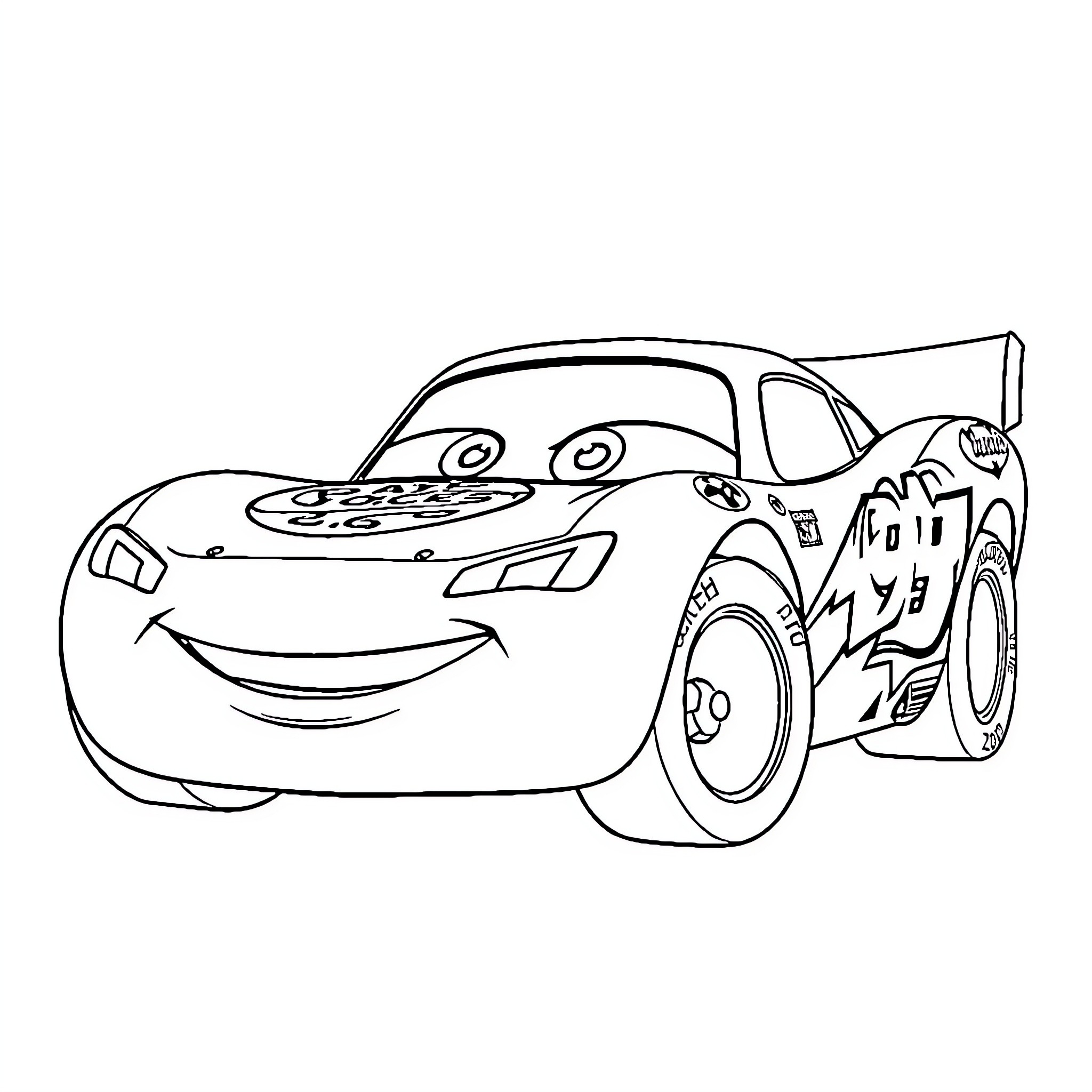 Lightning McQueen racing with enthusiasm Coloring Page (free black-and-white line drawing printable PDF for all, from beginners to advanced learners, including children, teens, adults, and seniors)