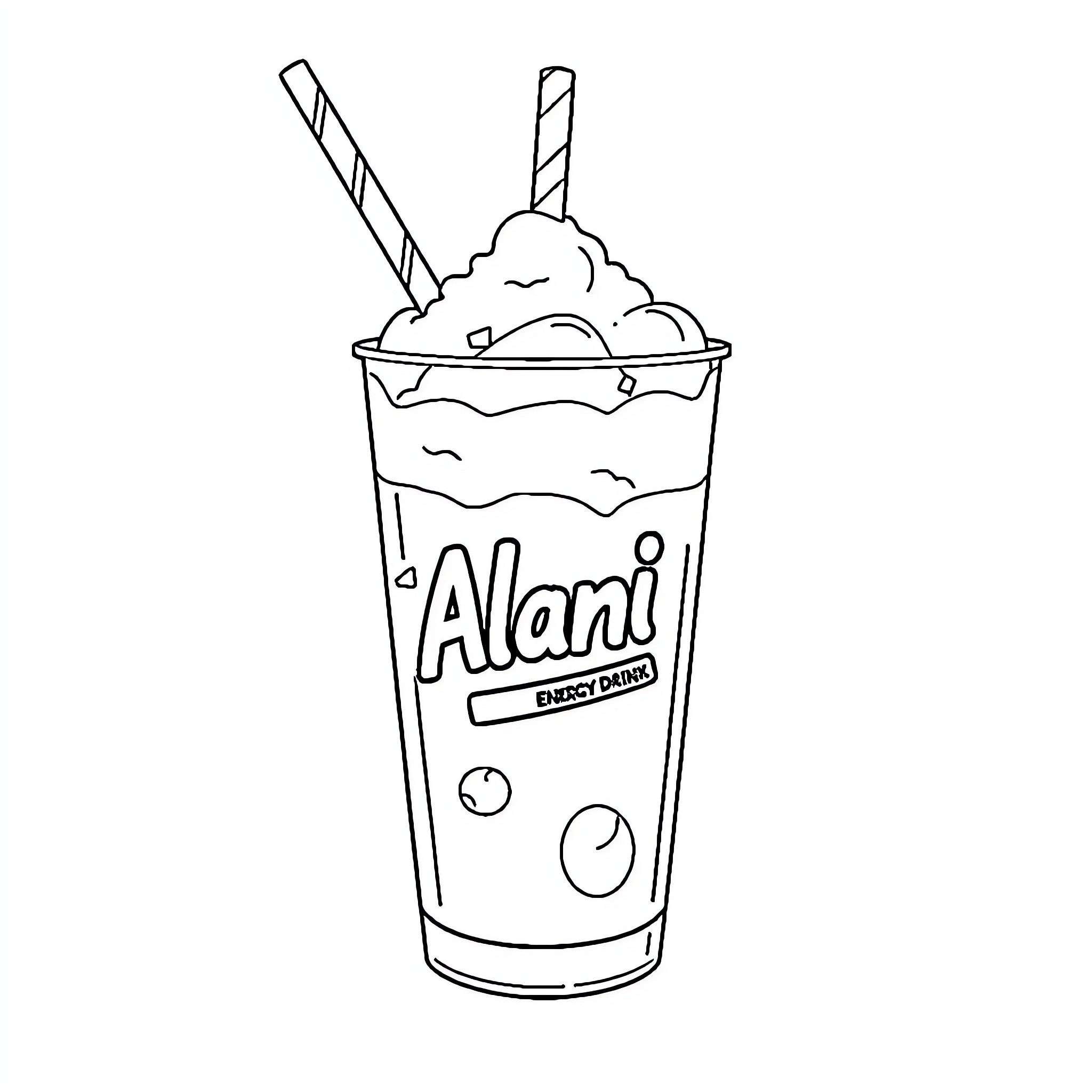 Energy Drink Refreshing Beverage with Swirly Design Coloring Page (free black-and-white line drawing printable PDF for all, from beginners to advanced learners, including children, teens, adults, and seniors)