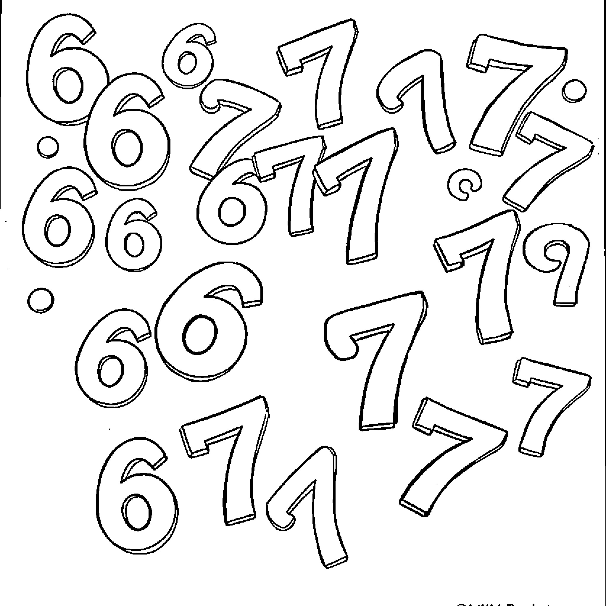 Number Various Playful Numeric Designs Coloring Page (free black-and-white line drawing printable PDF for all, from beginners to advanced learners, including children, teens, adults, and seniors)