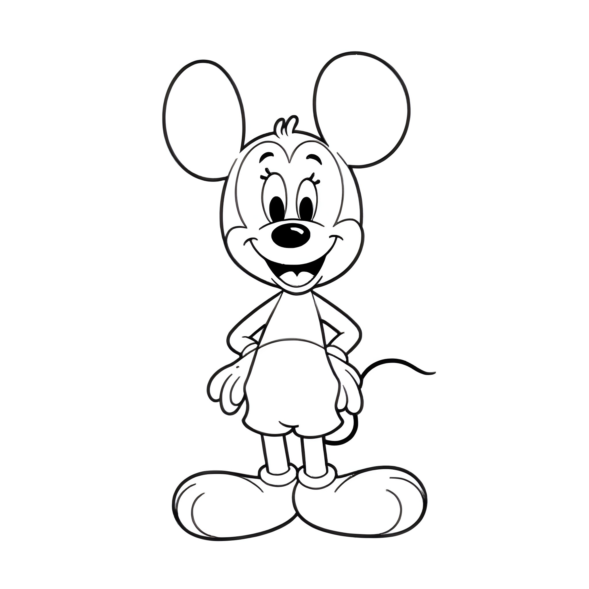 Toodles the Cheerful Mouse Character Coloring Page (free black-and-white line drawing printable PDF for all, from beginners to advanced learners, including children, teens, adults, and seniors)