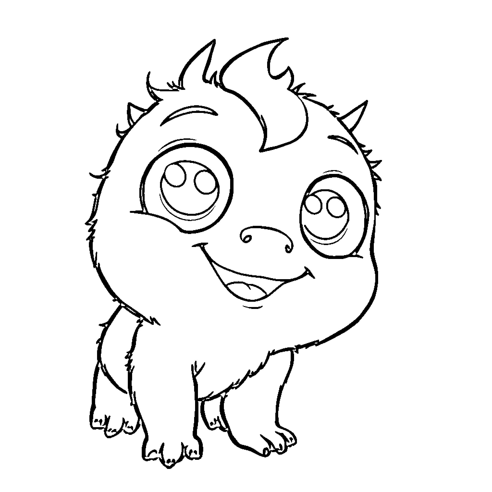 Bluwy's Fuzzy Companion Coloring Page (free black-and-white line drawing printable PDF for all, from beginners to advanced learners, including children, teens, adults, and seniors)