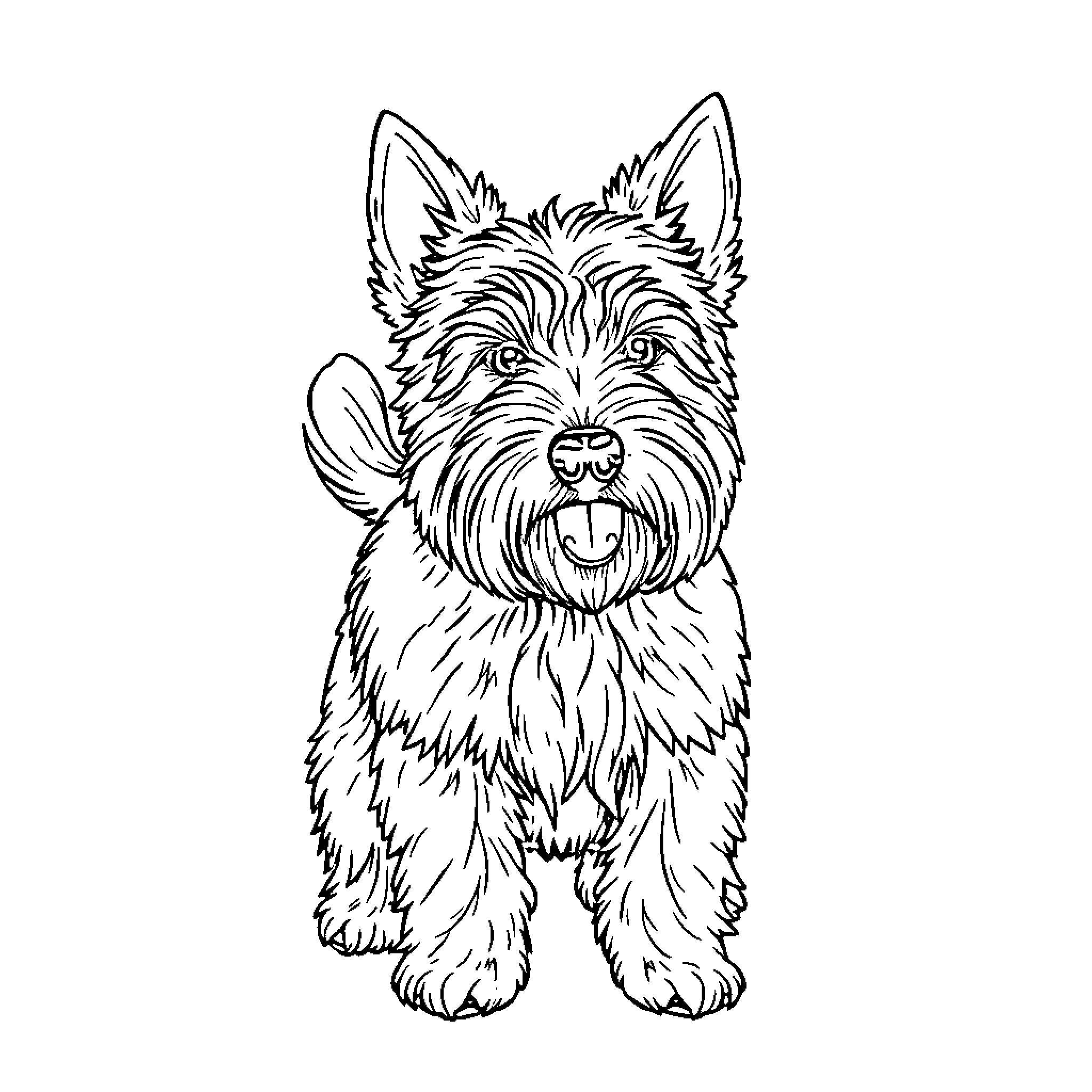Wheaton Terrier in a Playful Pose Coloring Page (free black-and-white line drawing printable PDF for all, from beginners to advanced learners, including children, teens, adults, and seniors)