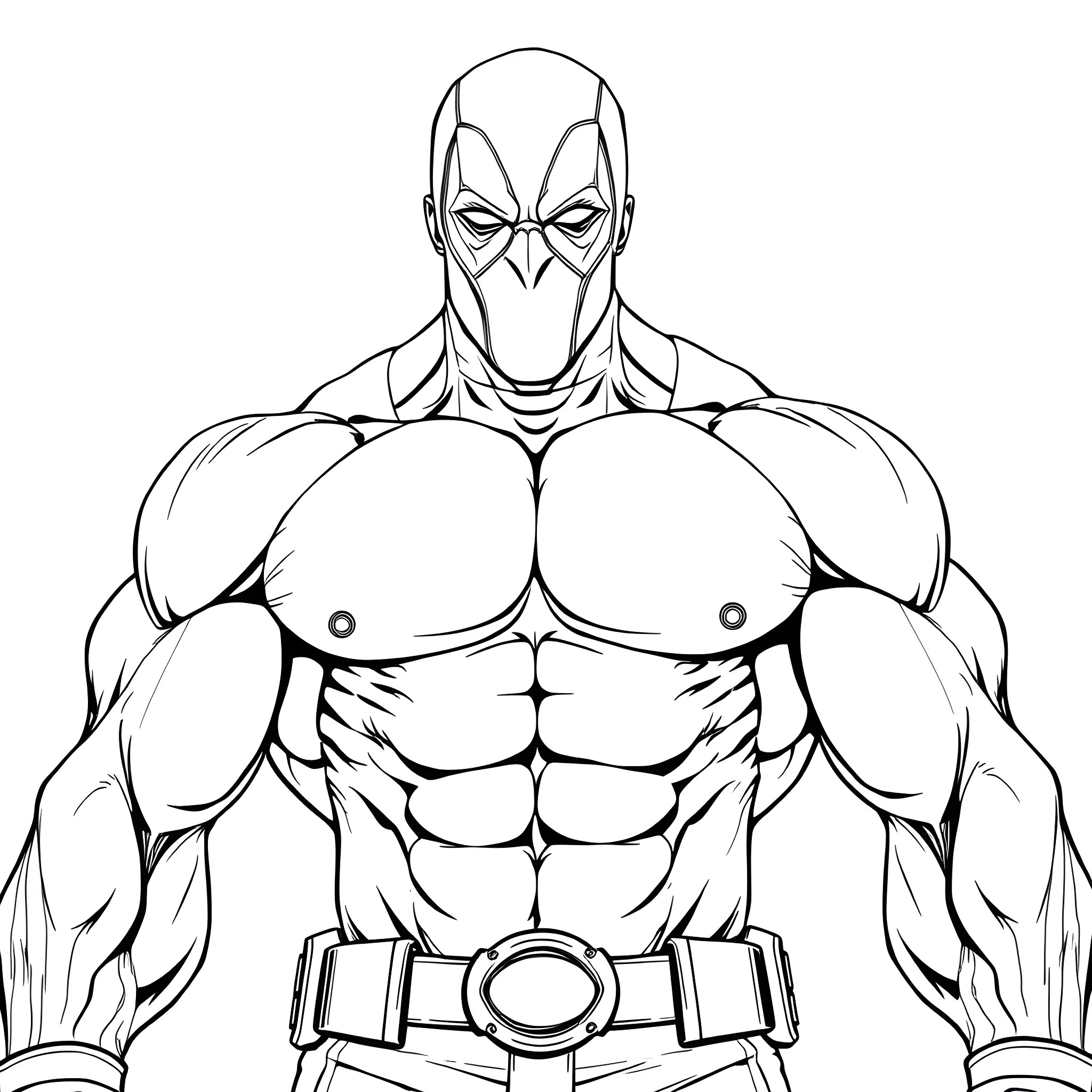Hulk muscular superhero in action-ready pose Coloring Page (free black-and-white line drawing printable PDF for all, from beginners to advanced learners, including children, teens, adults, and seniors)