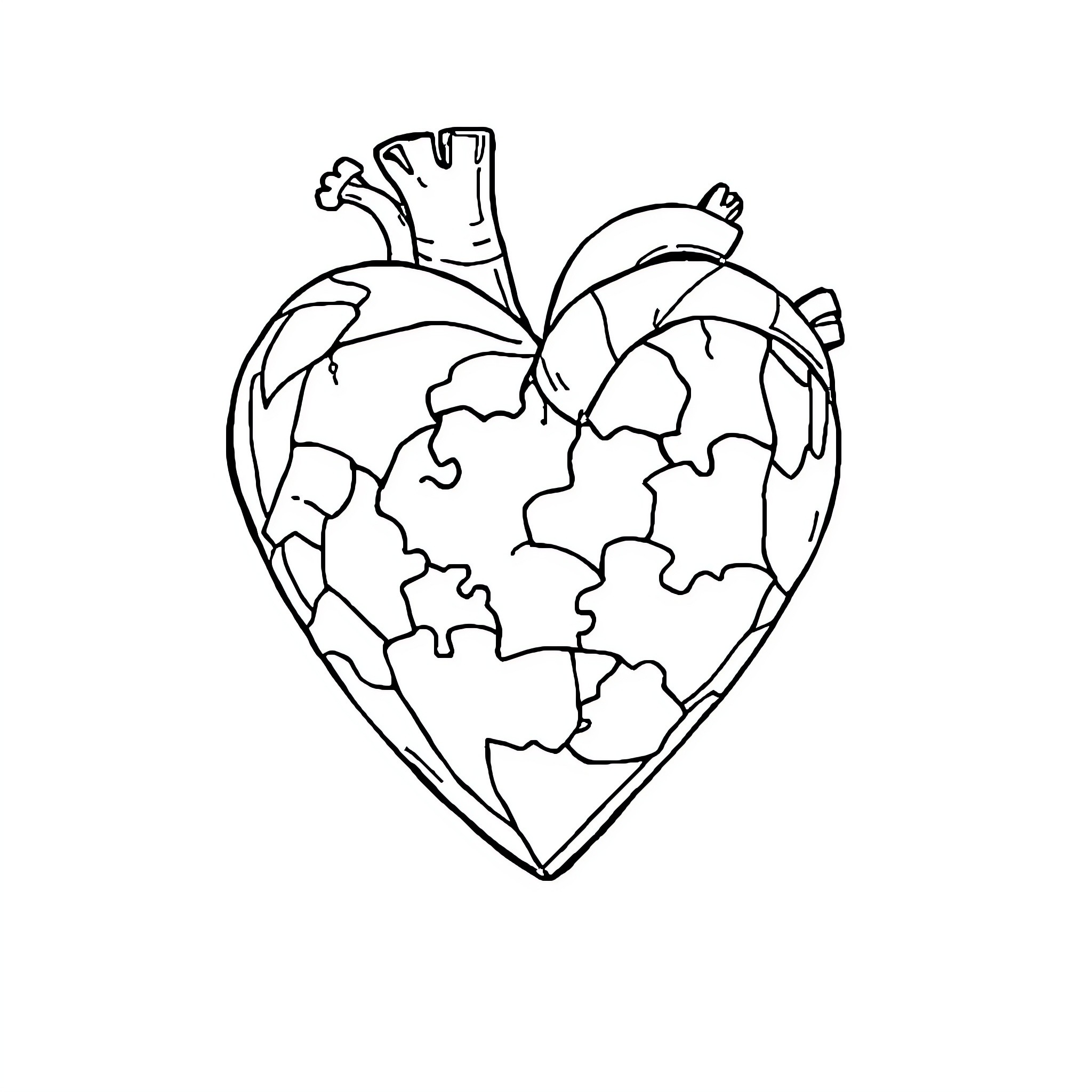 Heart Shaped Globe with Love Coloring Page (free black-and-white line drawing printable PDF for all, from beginners to advanced learners, including children, teens, adults, and seniors)