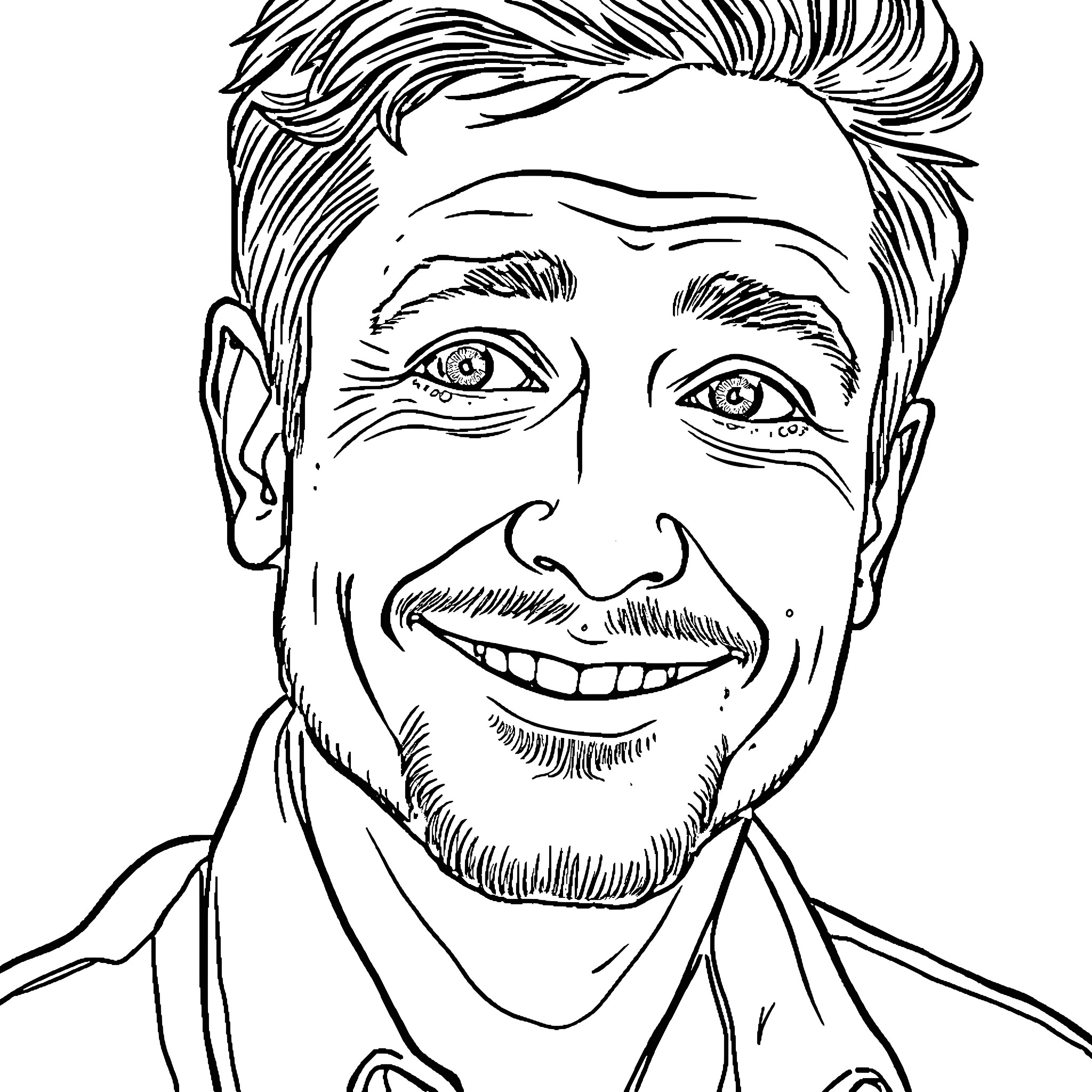 Henry Baraluk's charming portrait Coloring Page (free black-and-white line drawing printable PDF for all, from beginners to advanced learners, including children, teens, adults, and seniors)