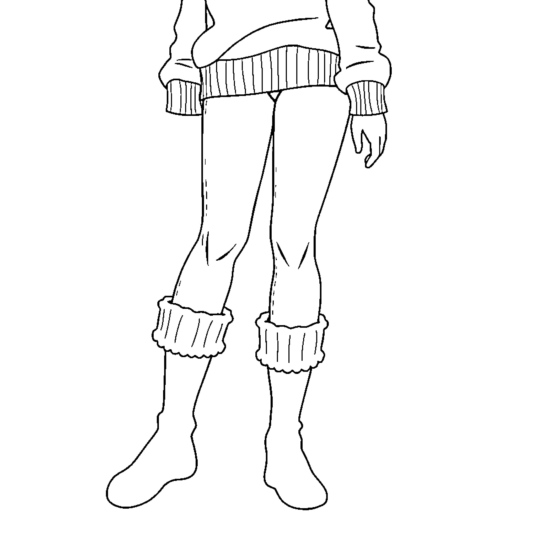Girl in whimsical striped outfit Coloring Page (free black-and-white line drawing printable PDF for all, from beginners to advanced learners, including children, teens, adults, and seniors)