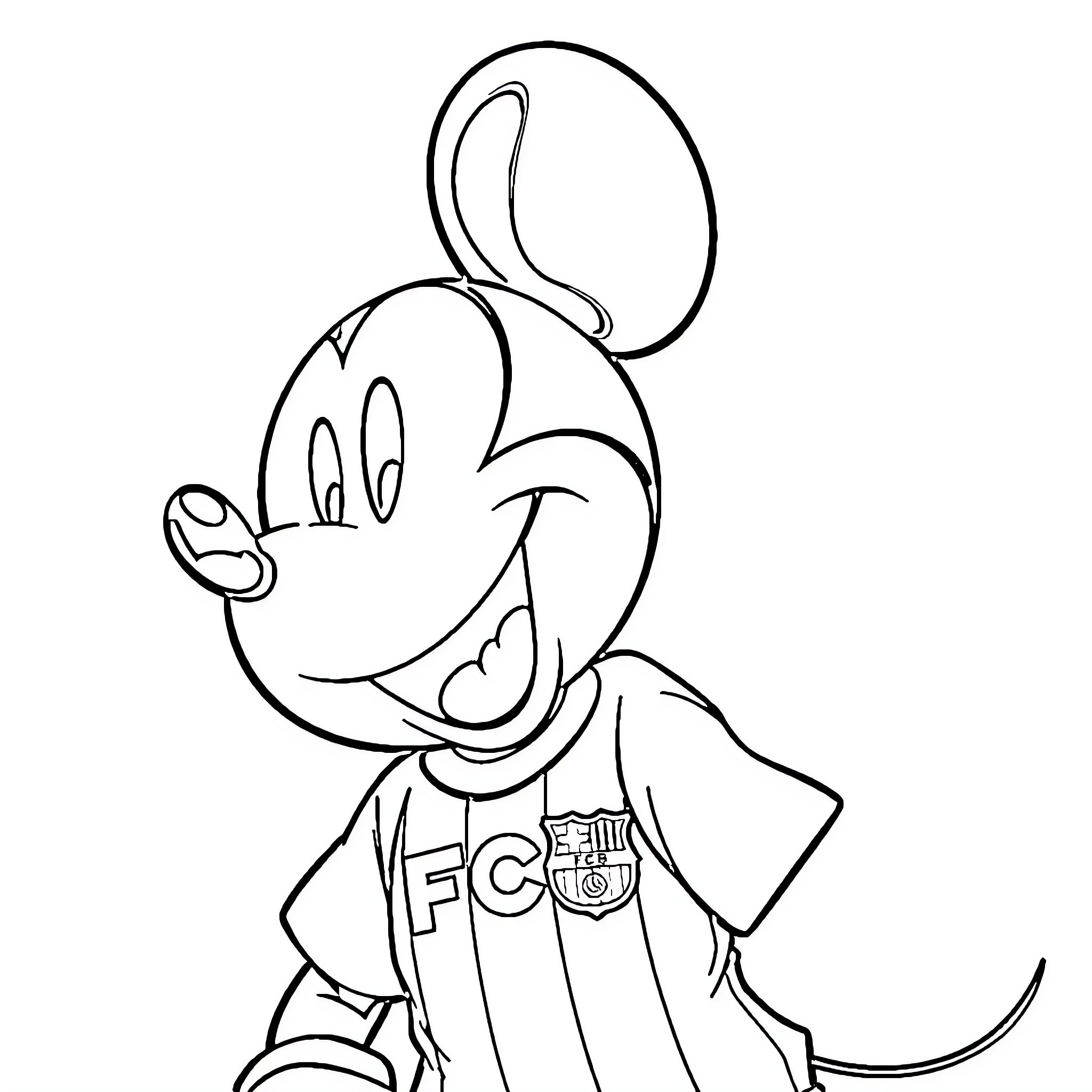Mickey Mouse wearing a sports jersey Coloring Page (free black-and-white line drawing printable PDF for all, from beginners to advanced learners, including children, teens, adults, and seniors)