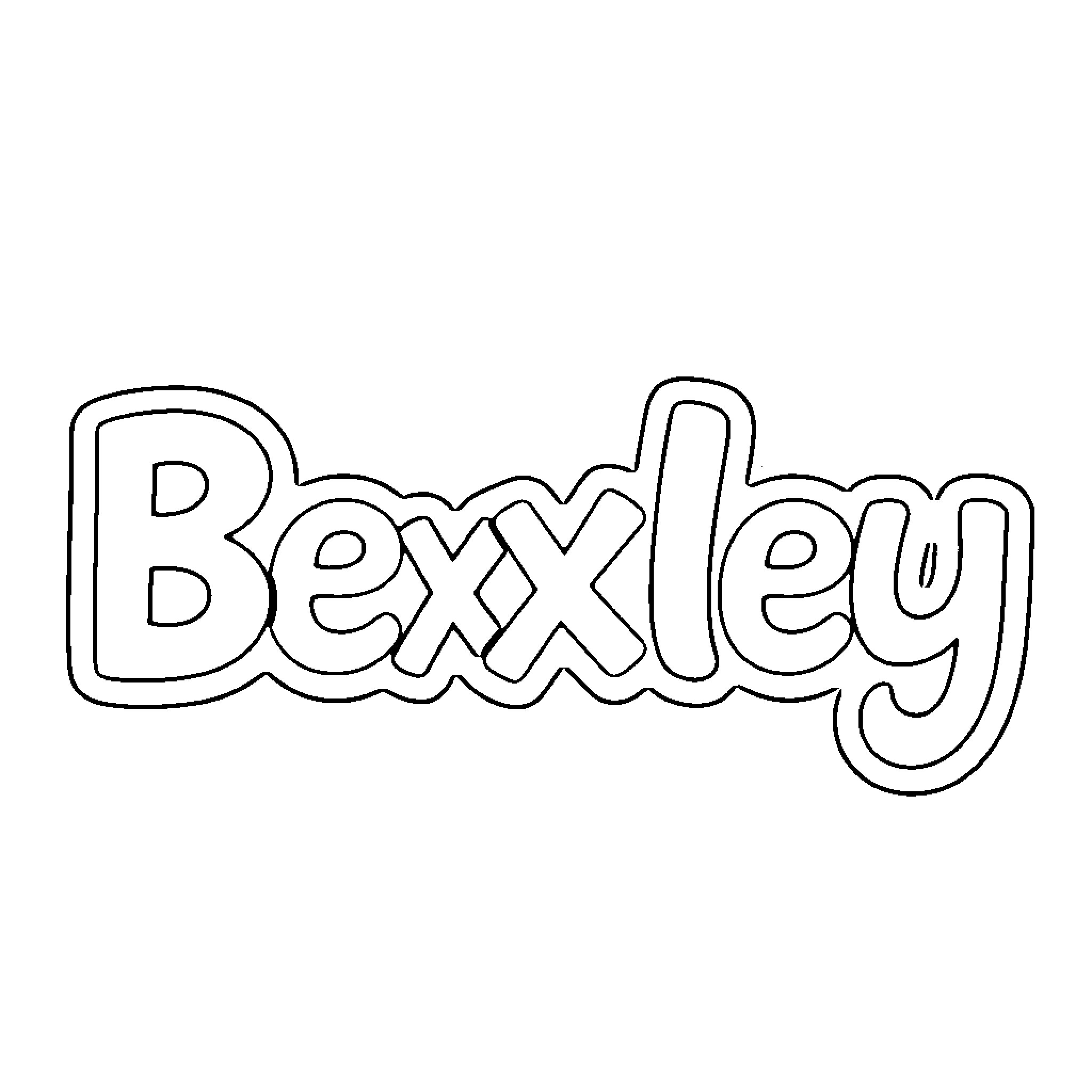 Bexley - Outline drawing of name Coloring Page (free black-and-white line drawing printable PDF for all, from beginners to advanced learners, including children, teens, adults, and seniors)