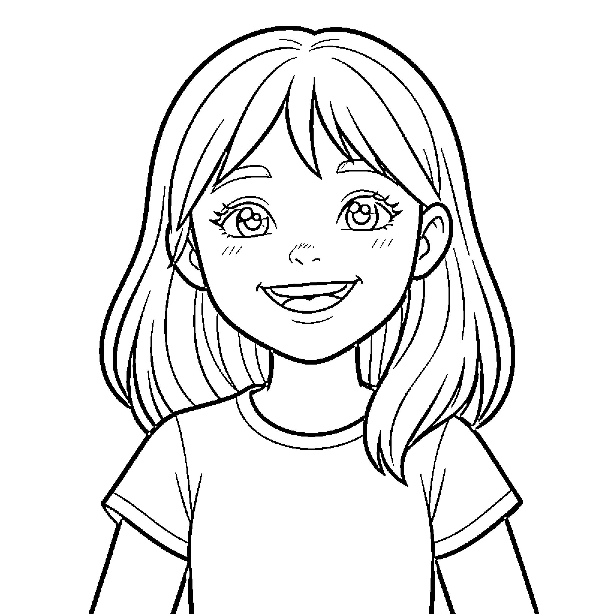 Bonny smiling brightly with a happy expression Coloring Page (free black-and-white line drawing printable PDF for all, from beginners to advanced learners, including children, teens, adults, and seniors)