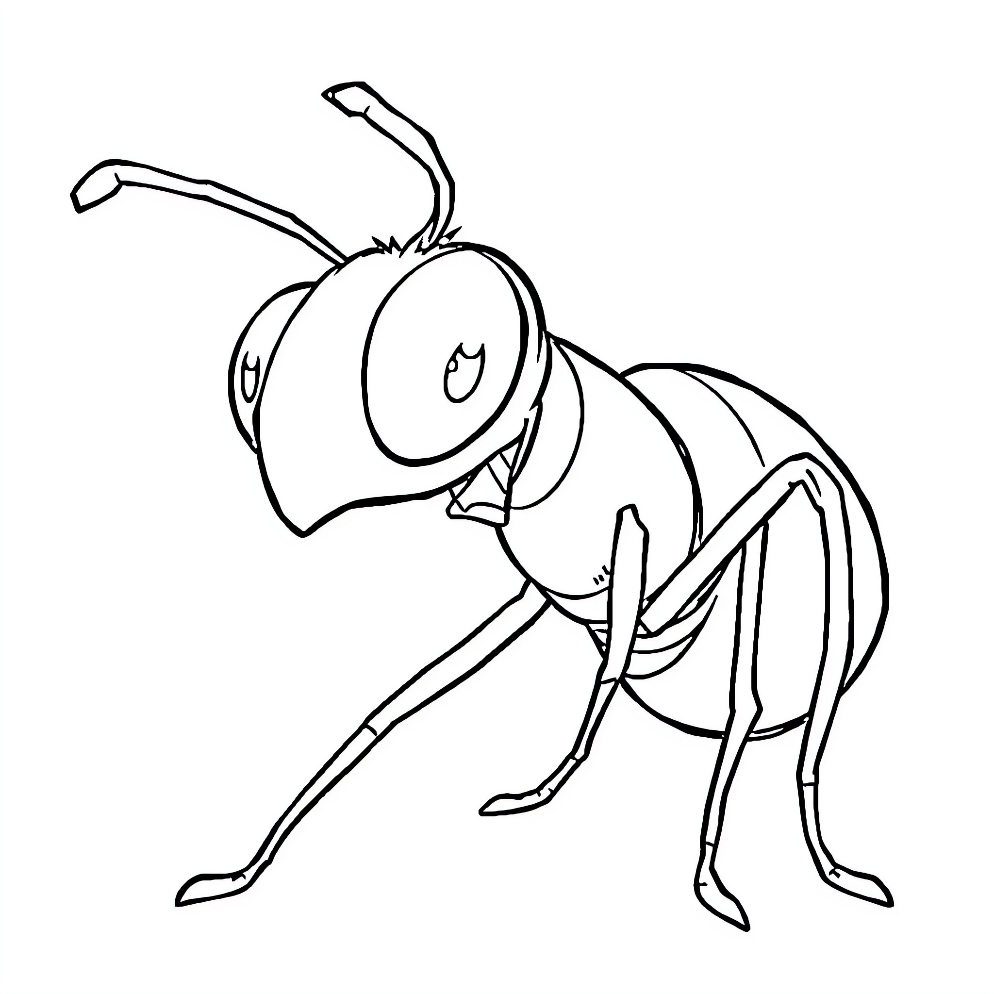 Ant exploring curiously on the ground Coloring Page (free black-and-white line drawing printable PDF for all, from beginners to advanced learners, including children, teens, adults, and seniors)