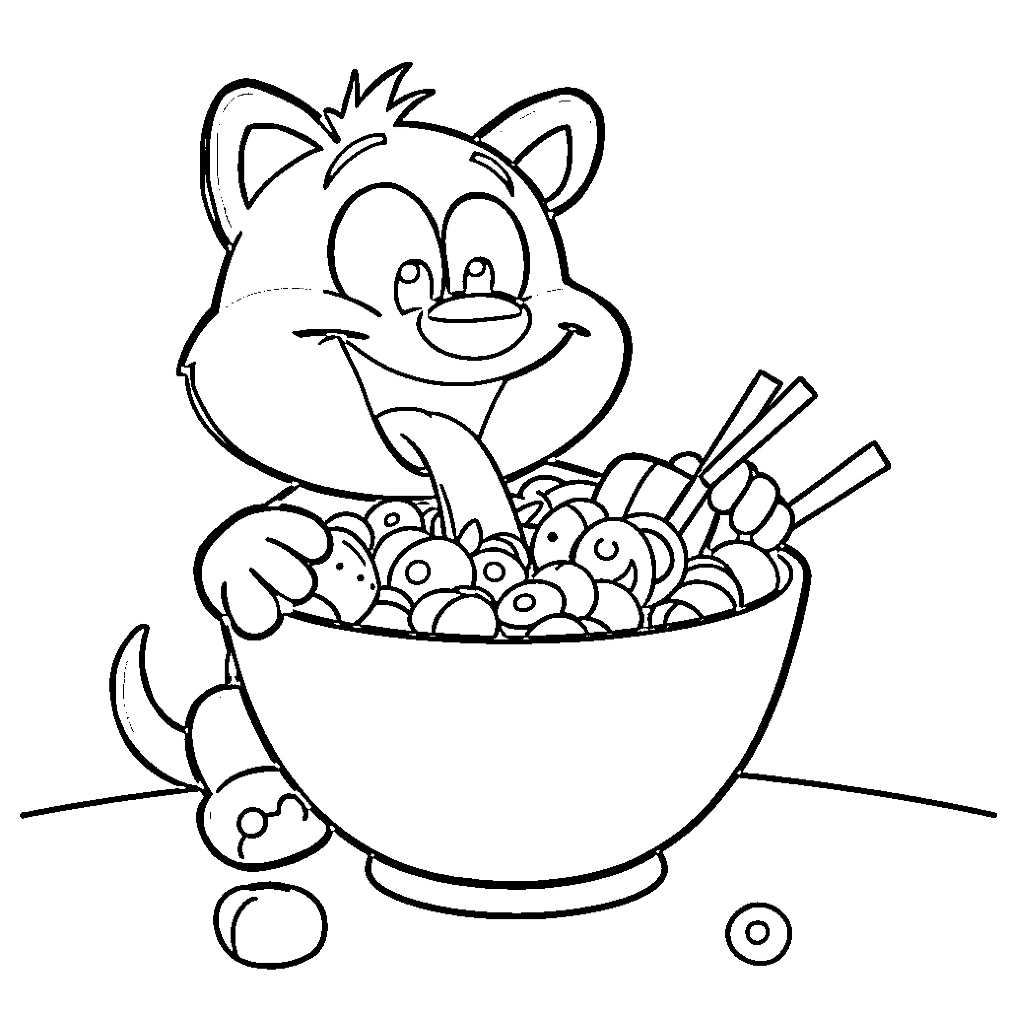 Bluey enjoying a tasty meal Coloring Page (free black-and-white line drawing printable PDF for all, from beginners to advanced learners, including children, teens, adults, and seniors)