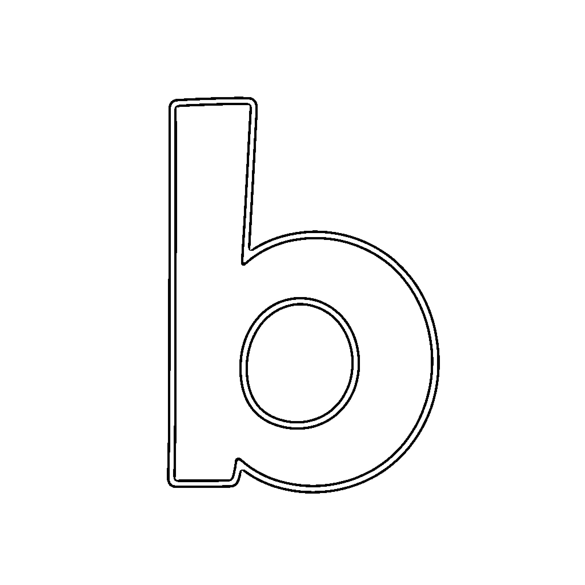Letter B outline in a simple font Coloring Page (free black-and-white line drawing printable PDF for all, from beginners to advanced learners, including children, teens, adults, and seniors)