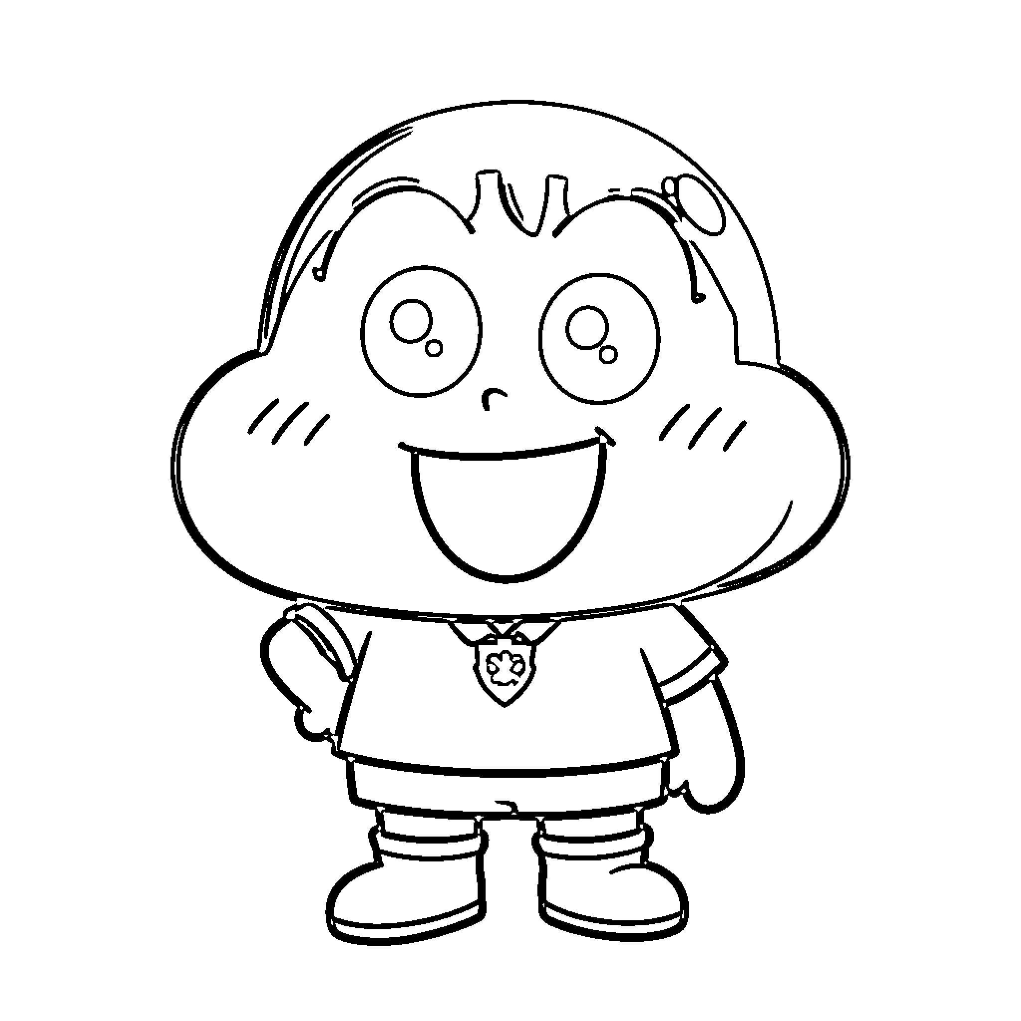 Shinchain: Cheerful cartoon character Coloring Page (free black-and-white line drawing printable PDF for all, from beginners to advanced learners, including children, teens, adults, and seniors)