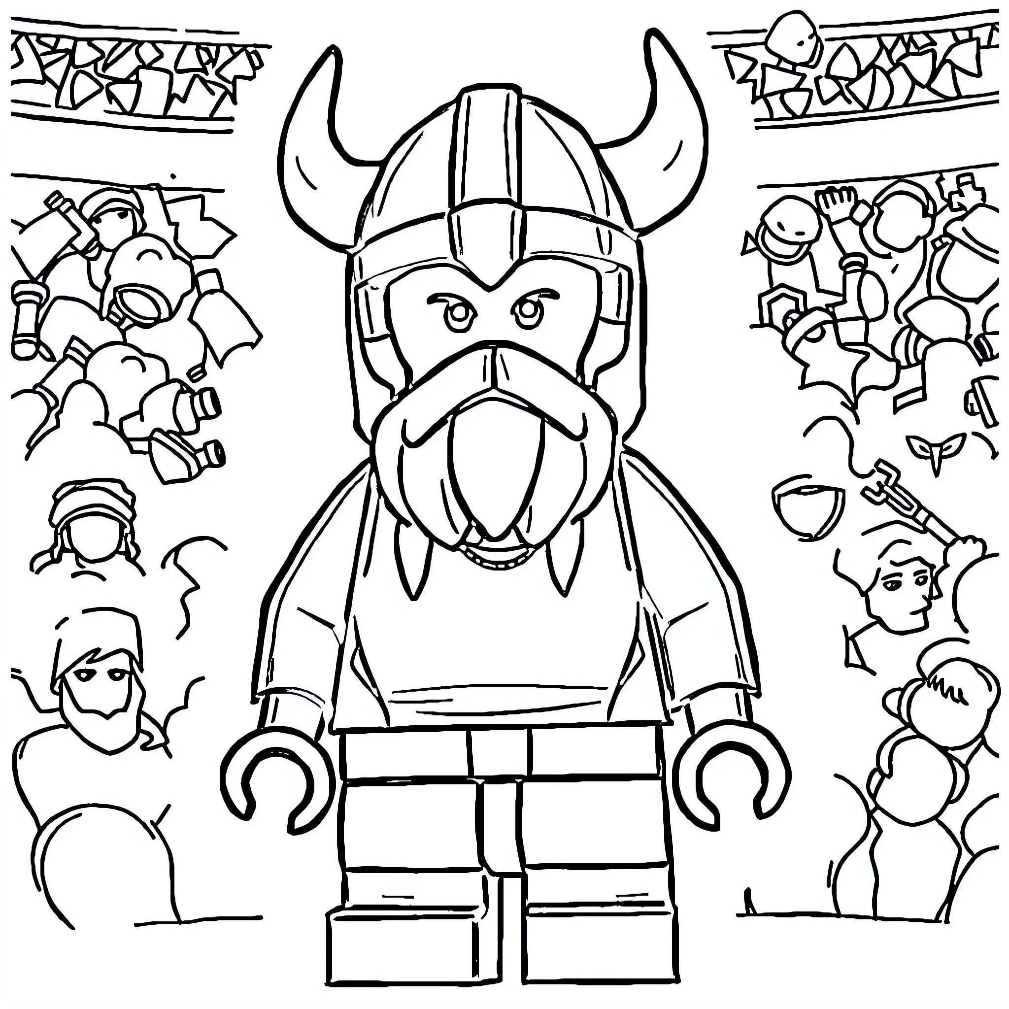 Viking Warrior Preparing for Battle Coloring Page (free black-and-white line drawing printable PDF for all, from beginners to advanced learners, including children, teens, adults, and seniors)