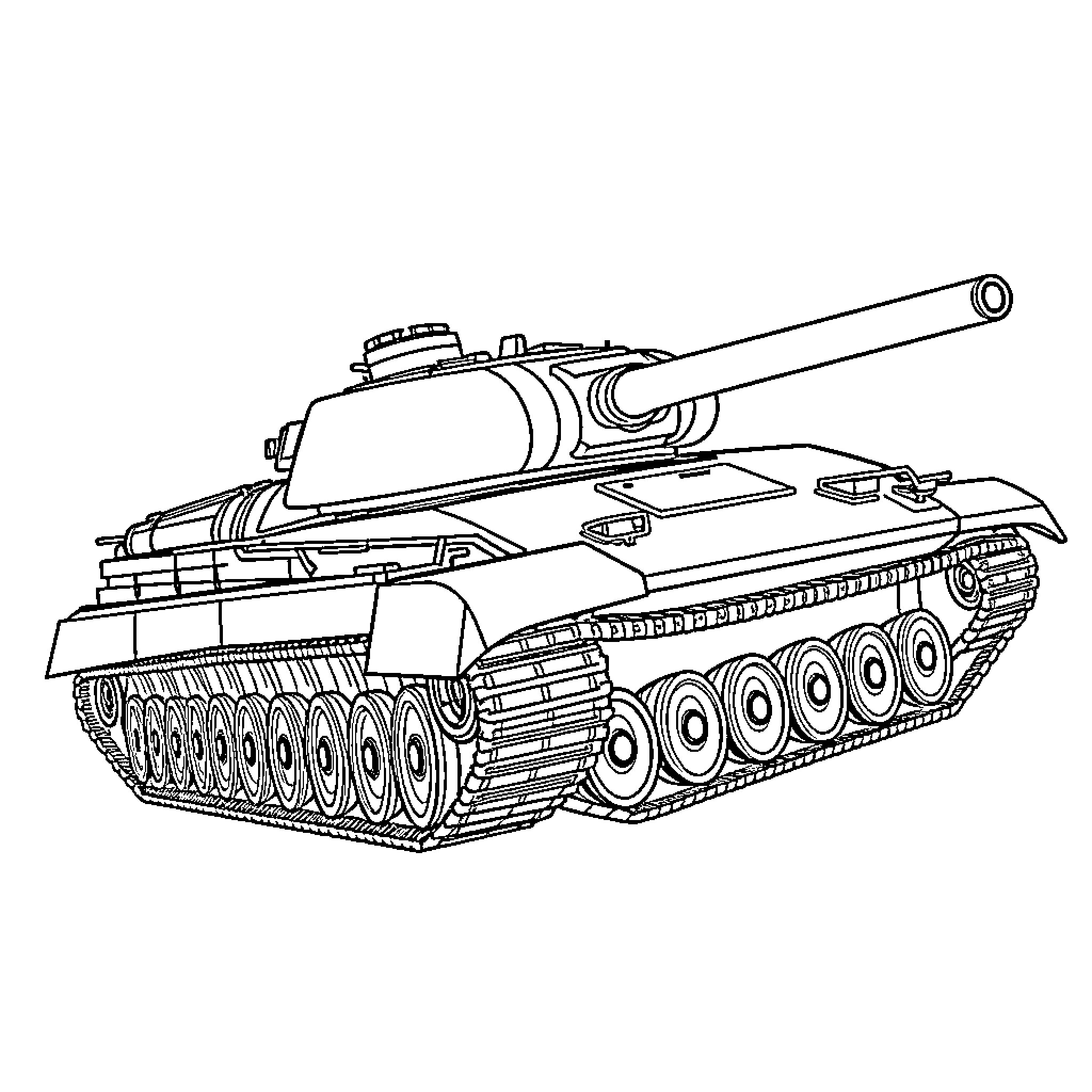 T-72 Tank in action Coloring Page (free black-and-white line drawing printable PDF for all, from beginners to advanced learners, including children, teens, adults, and seniors)