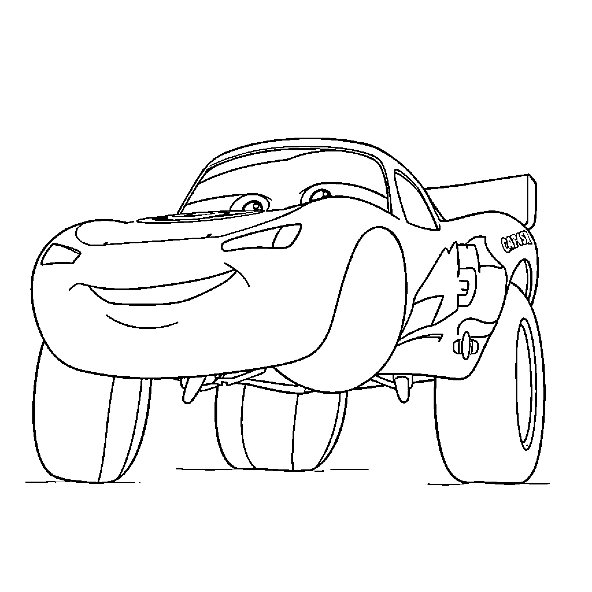 Lightning McQueen on racing adventure Coloring Page (free black-and-white line drawing printable PDF for all, from beginners to advanced learners, including children, teens, adults, and seniors)