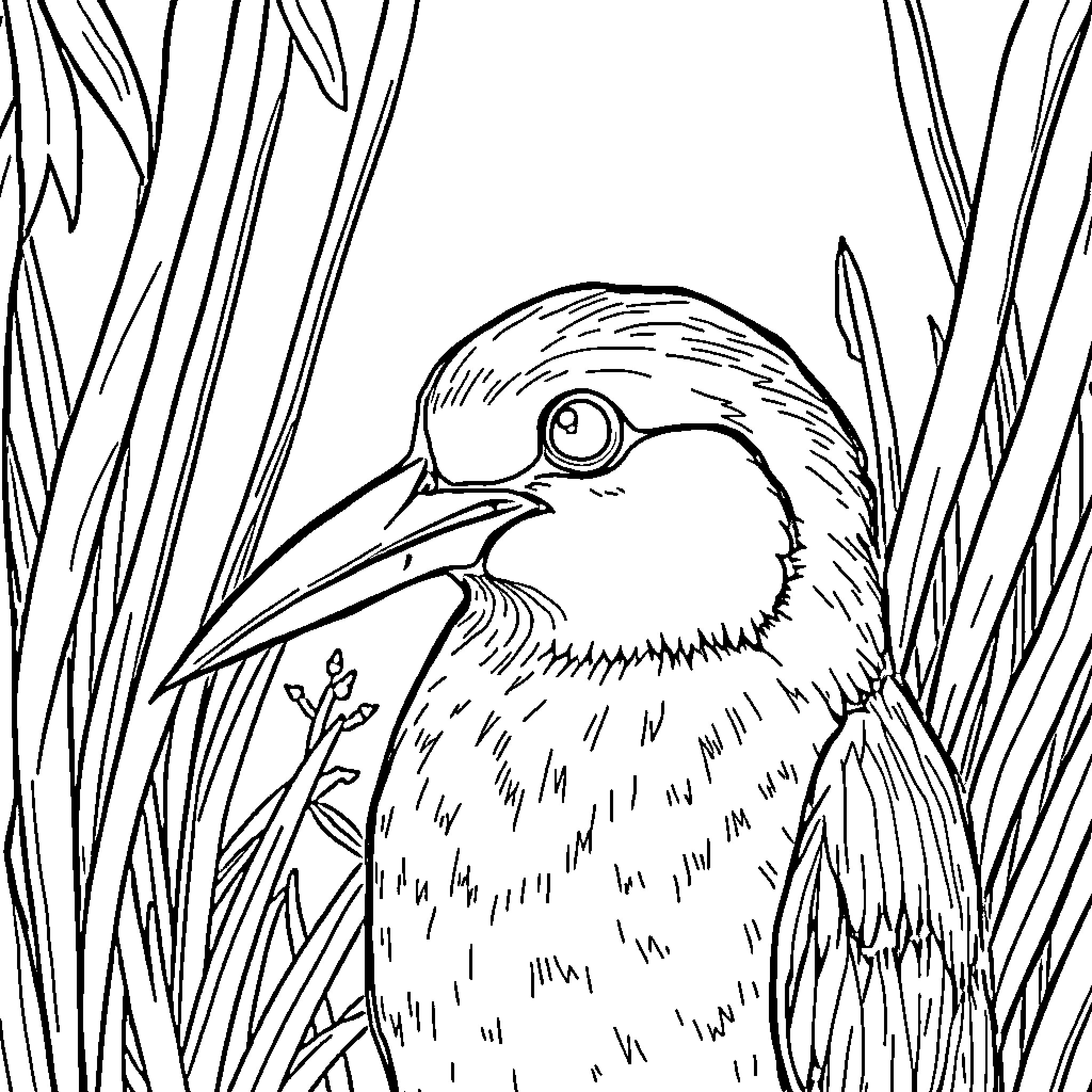 Halcón bird in natural habitat Coloring Page (free black-and-white line drawing printable PDF for all, from beginners to advanced learners, including children, teens, adults, and seniors)