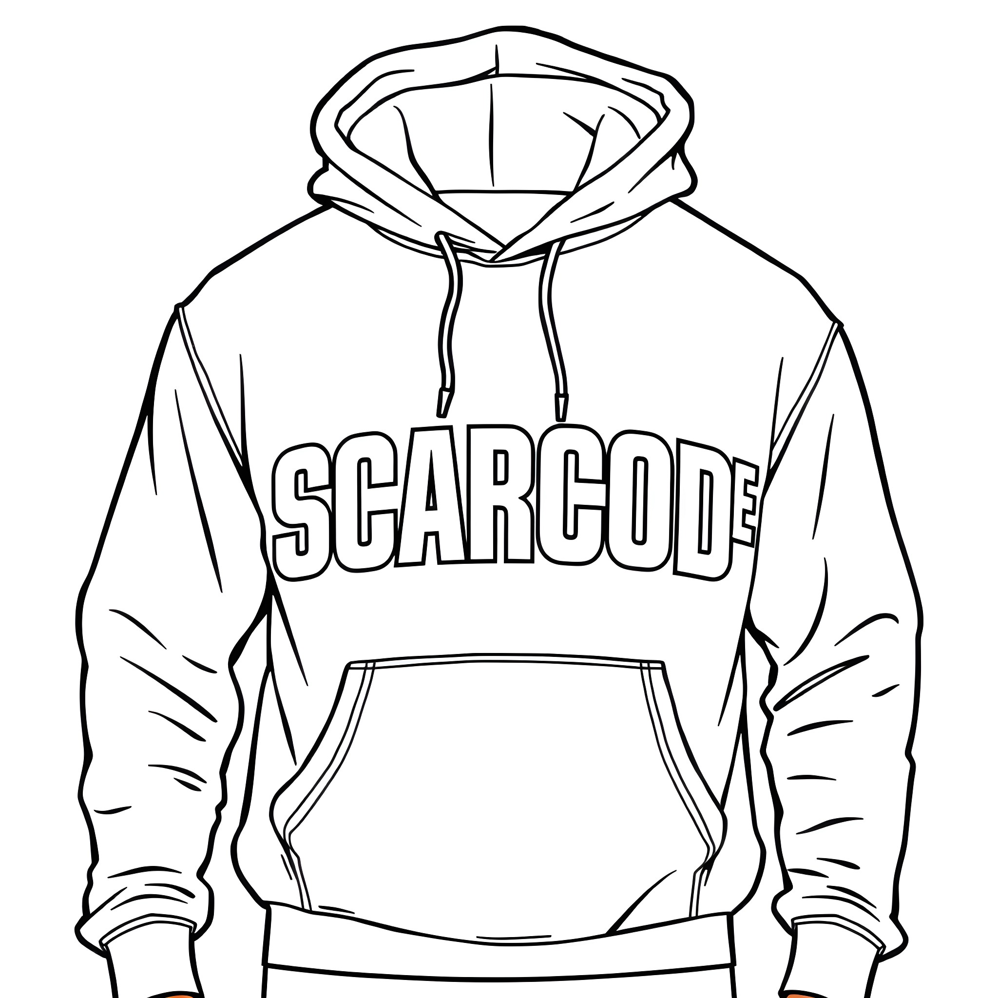 Hoodie with Scarcode design Coloring Page (free black-and-white line drawing printable PDF for all, from beginners to advanced learners, including children, teens, adults, and seniors)