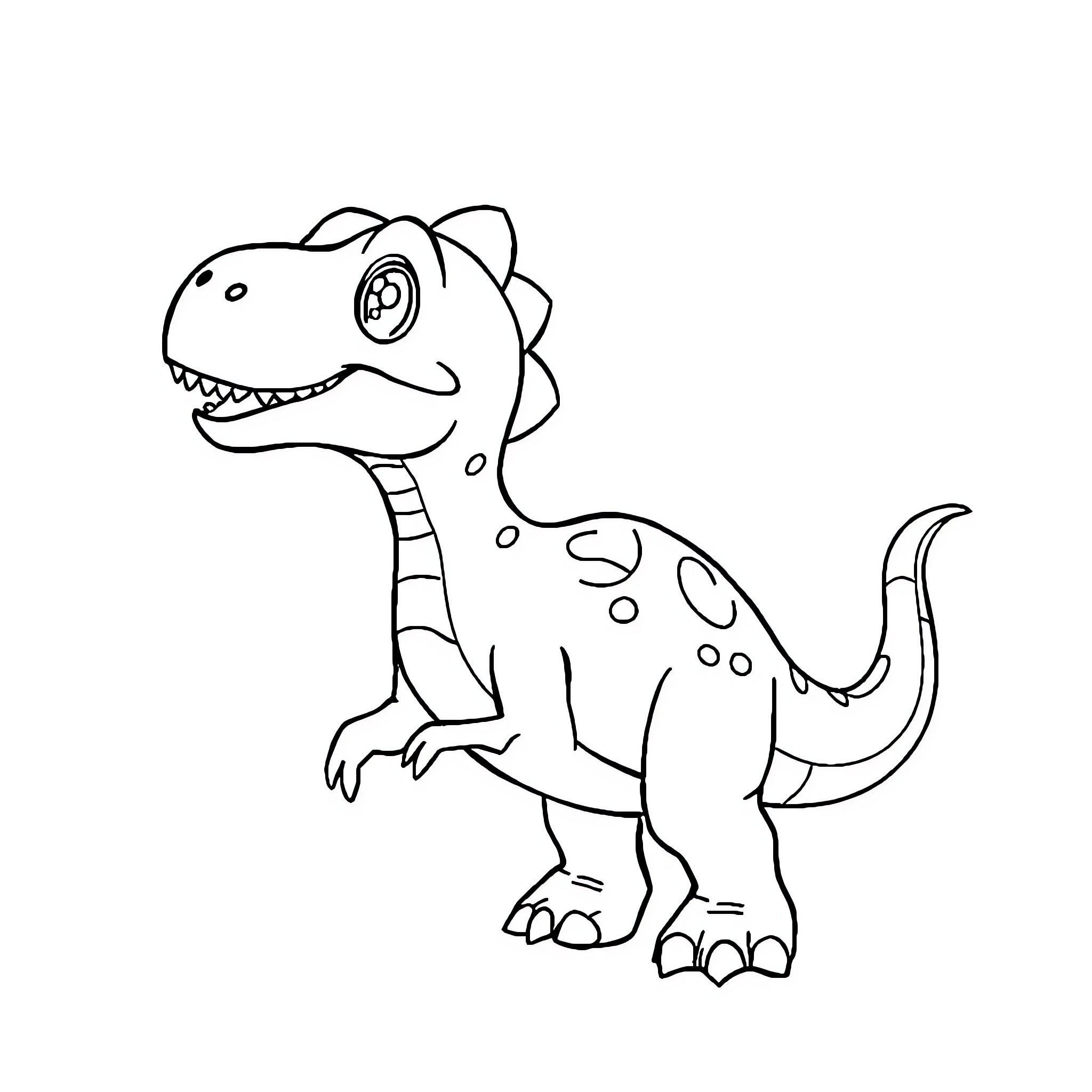 Dinosaur in Playful Pose Coloring Page (free black-and-white line drawing printable PDF for all, from beginners to advanced learners, including children, teens, adults, and seniors)