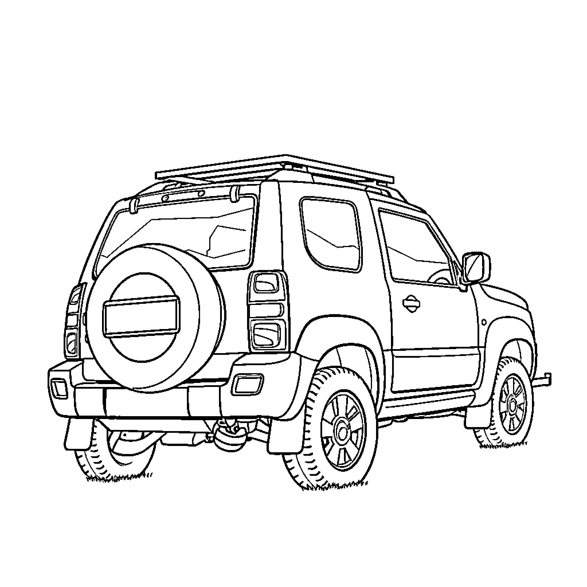 Suzuki Vitara off-road adventure vehicle Coloring Page (free black-and-white line drawing printable PDF for all, from beginners to advanced learners, including children, teens, adults, and seniors)