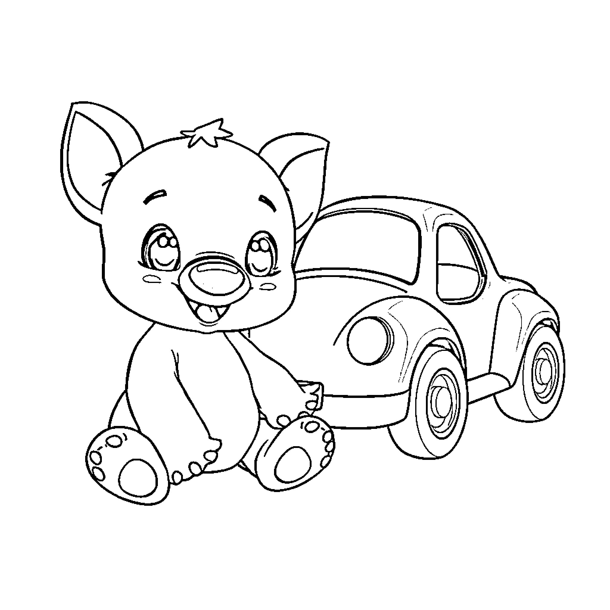 Bluey playing happily with toys in the room Coloring Page (free black-and-white line drawing printable PDF for all, from beginners to advanced learners, including children, teens, adults, and seniors)