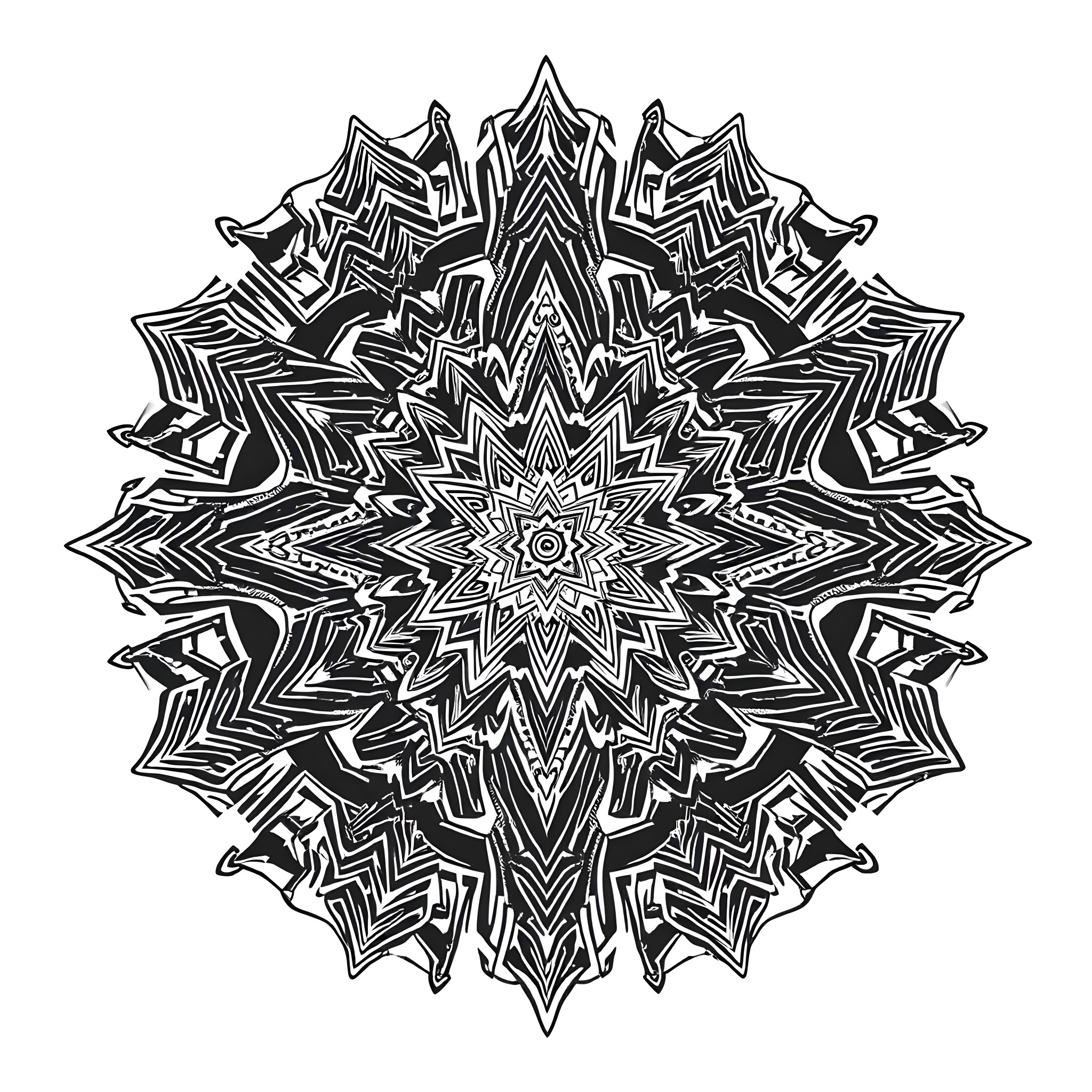 Mandala with intricate geometric patterns Coloring Page (free black-and-white line drawing printable PDF for all, from beginners to advanced learners, including children, teens, adults, and seniors)