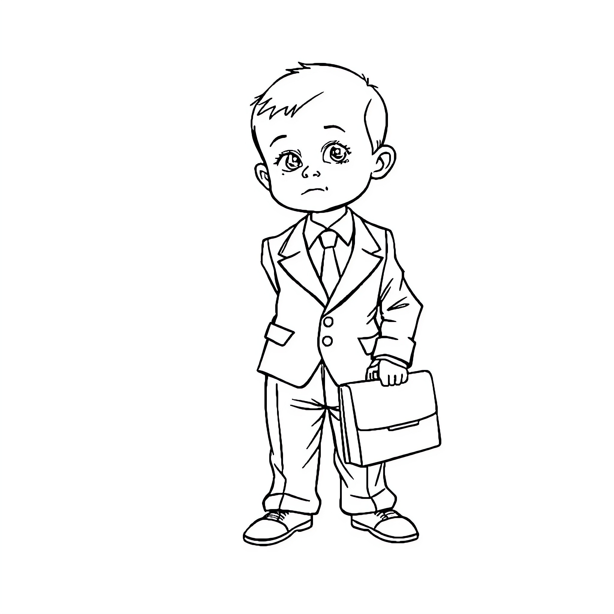 Baby Boss in a Formal Outfit Coloring Page (free black-and-white line drawing printable PDF for all, from beginners to advanced learners, including children, teens, adults, and seniors)