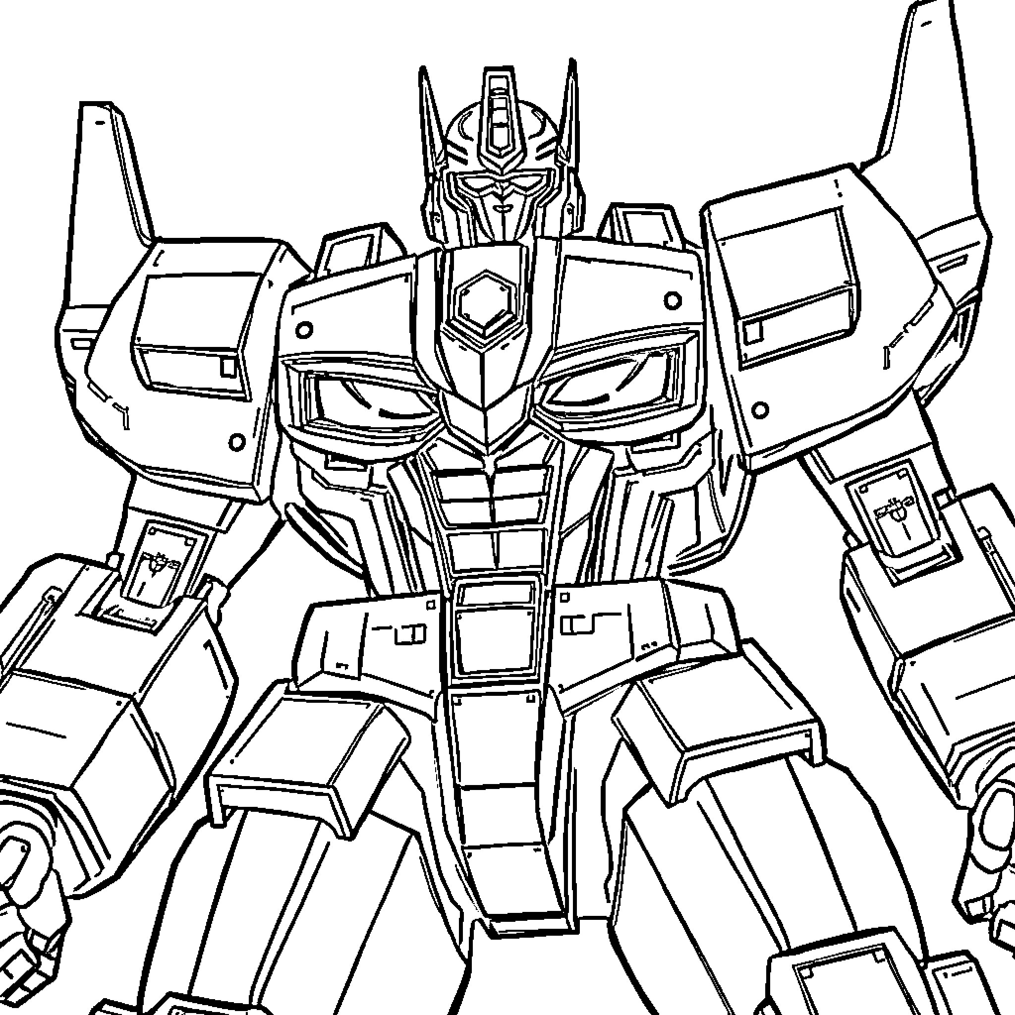 Sentinel Prime's Transformative Might Coloring Page (free black-and-white line drawing printable PDF for all, from beginners to advanced learners, including children, teens, adults, and seniors)