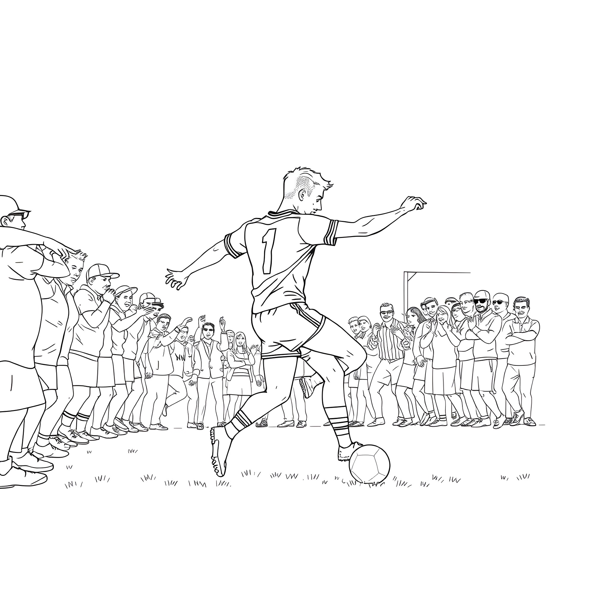 David Clifford leading soccer team to victory Coloring Page (free black-and-white line drawing printable PDF for all, from beginners to advanced learners, including children, teens, adults, and seniors)