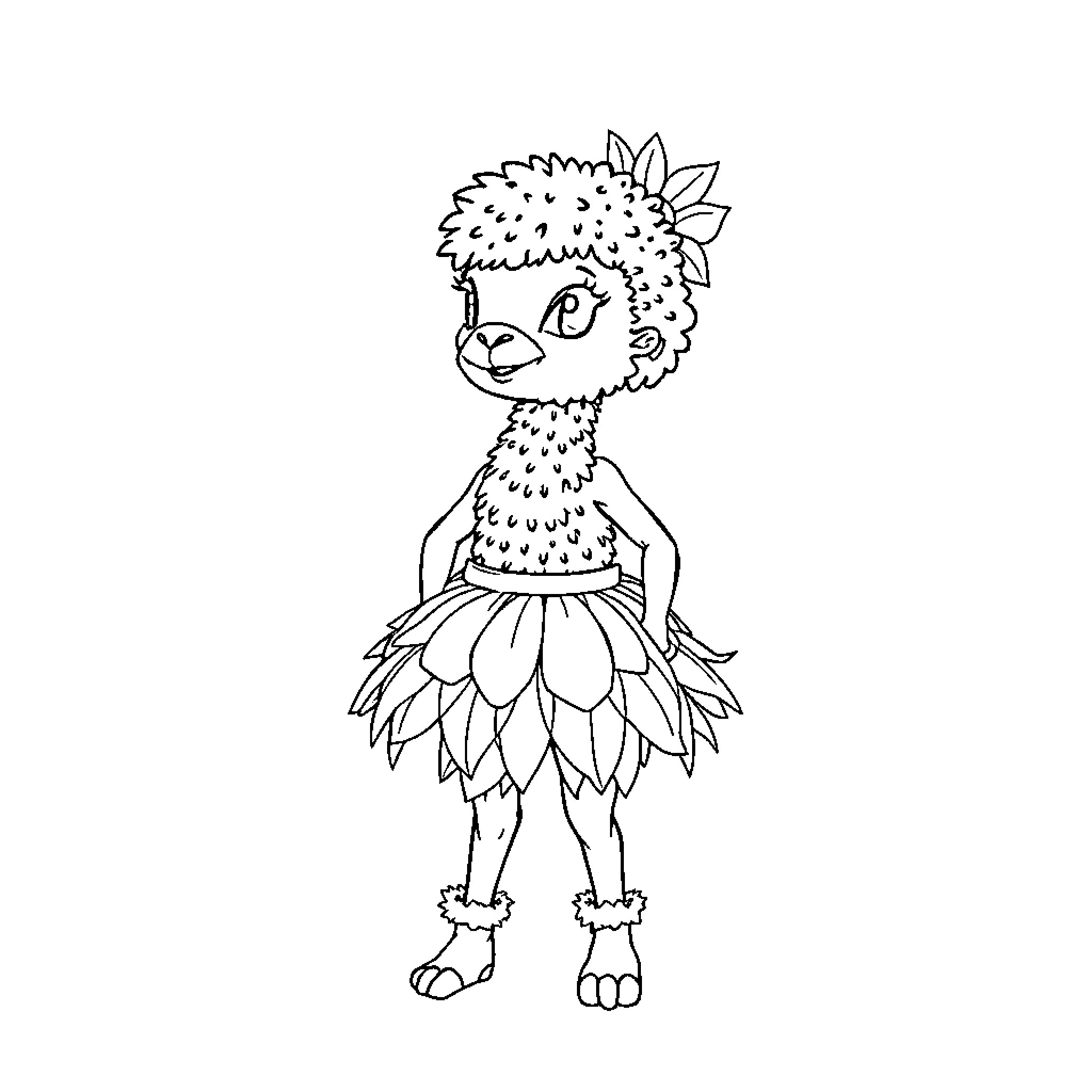 Labubu the quirky creature in a unique outfit Coloring Page (free black-and-white line drawing printable PDF for all, from beginners to advanced learners, including children, teens, adults, and seniors)