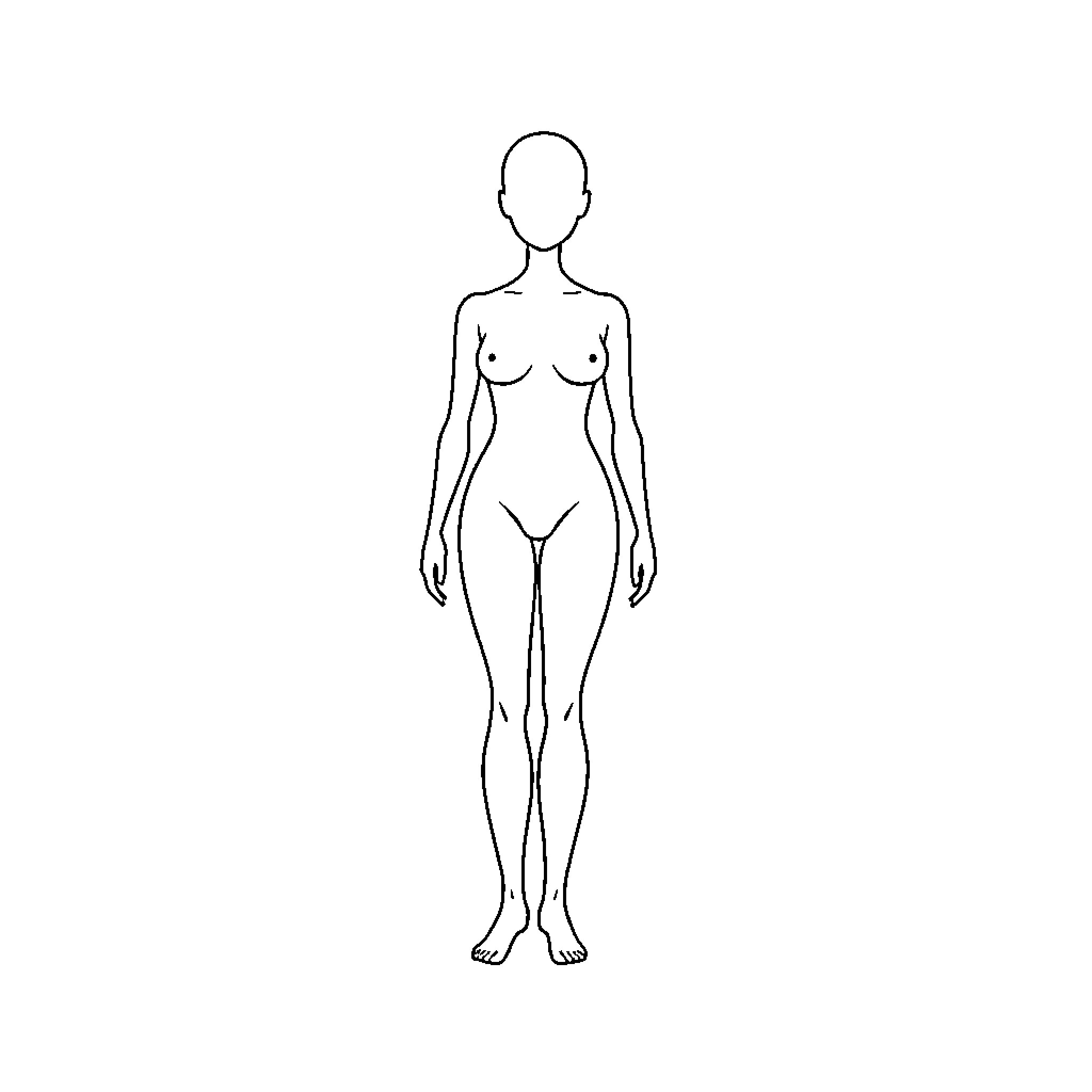 Body figure in simple outline Coloring Page (free black-and-white line drawing printable PDF for all, from beginners to advanced learners, including children, teens, adults, and seniors)