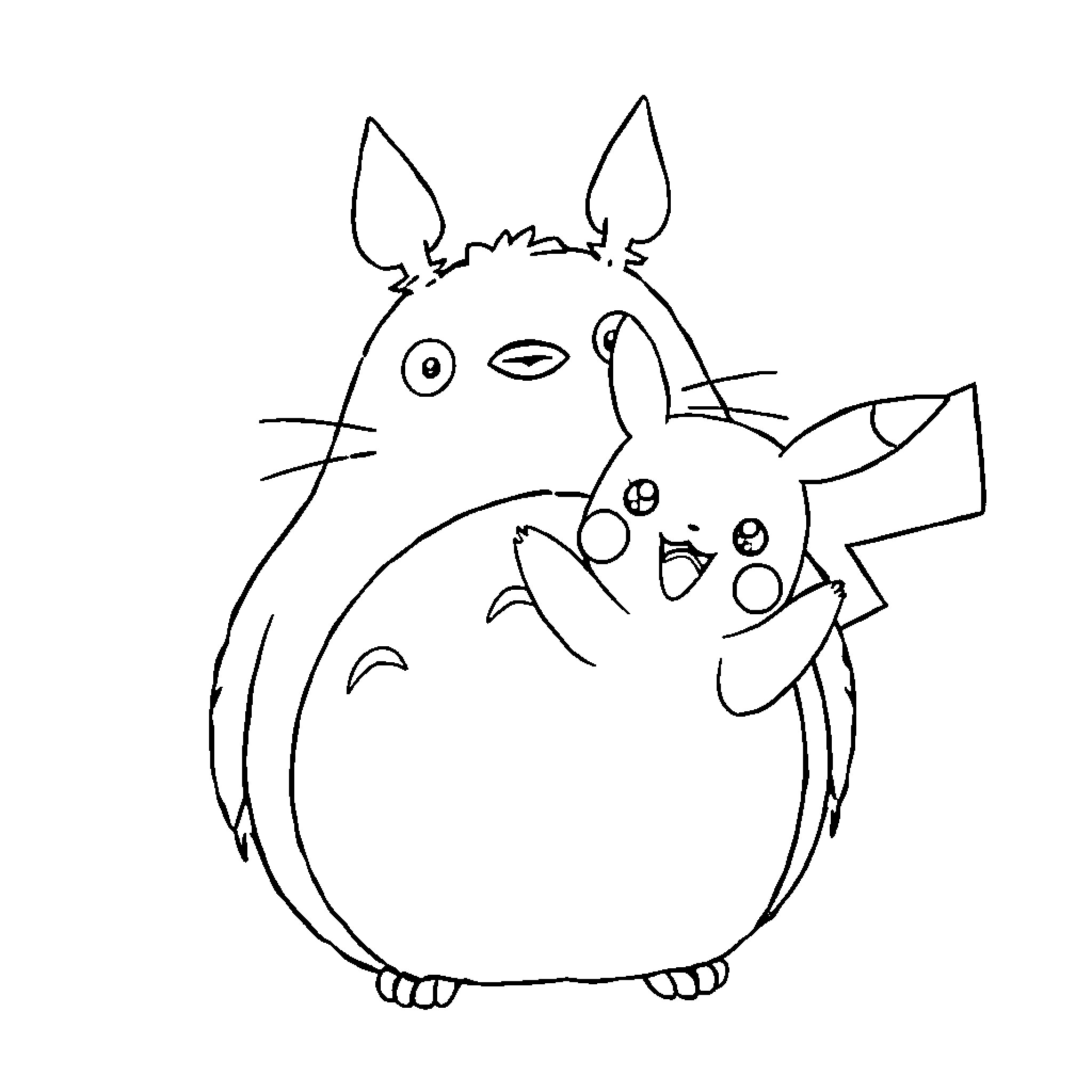 Palword Whimsical Creatures in Playful Embrace Coloring Page (free black-and-white line drawing printable PDF for all, from beginners to advanced learners, including children, teens, adults, and seniors)