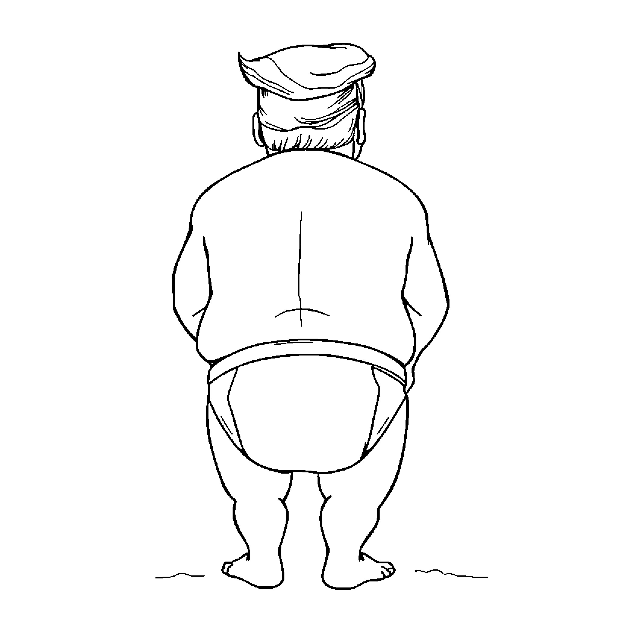Trump in Unique Attire Coloring Page (free black-and-white line drawing printable PDF for all, from beginners to advanced learners, including children, teens, adults, and seniors)