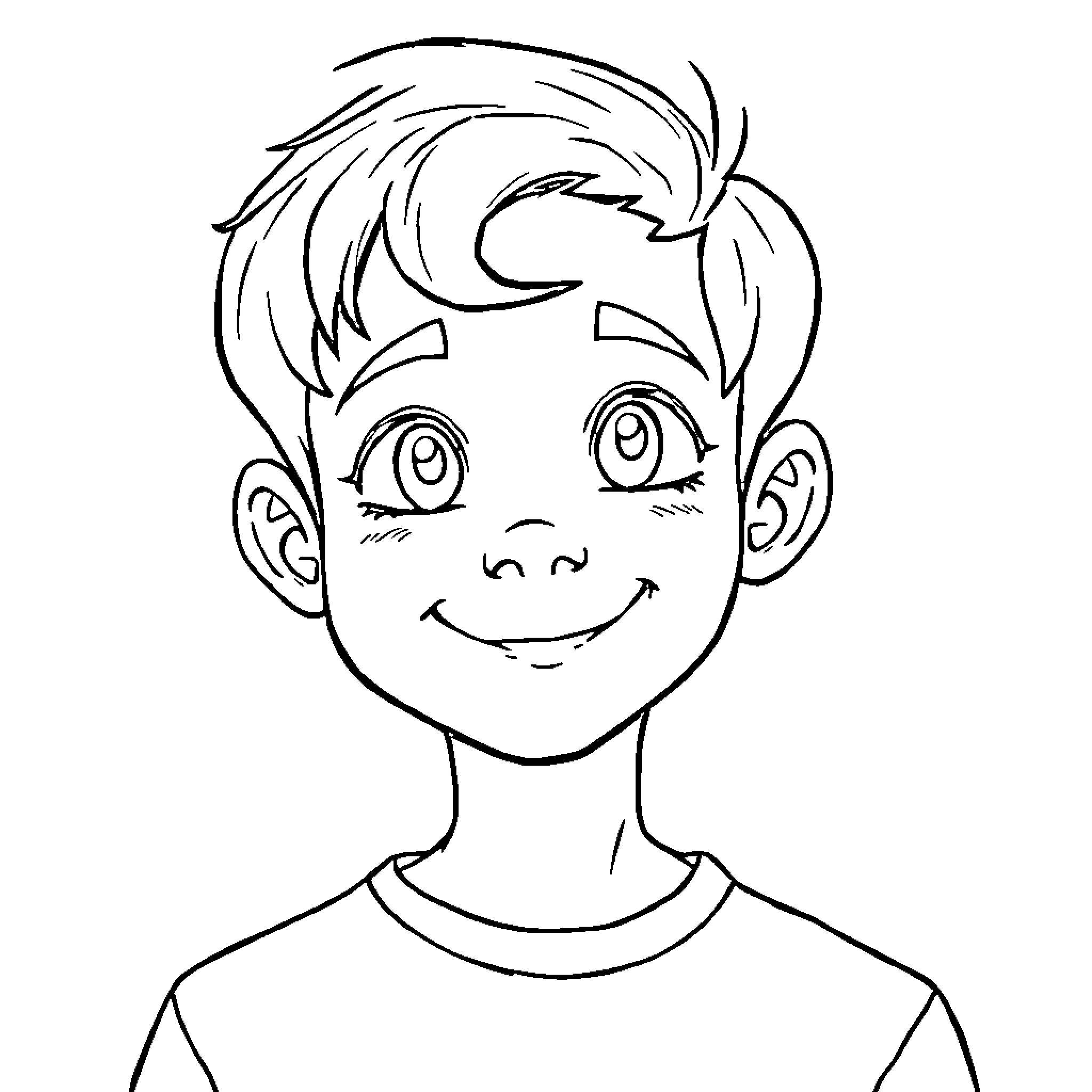 Adriel's Cheerful Expression Coloring Page (free black-and-white line drawing printable PDF for all, from beginners to advanced learners, including children, teens, adults, and seniors)