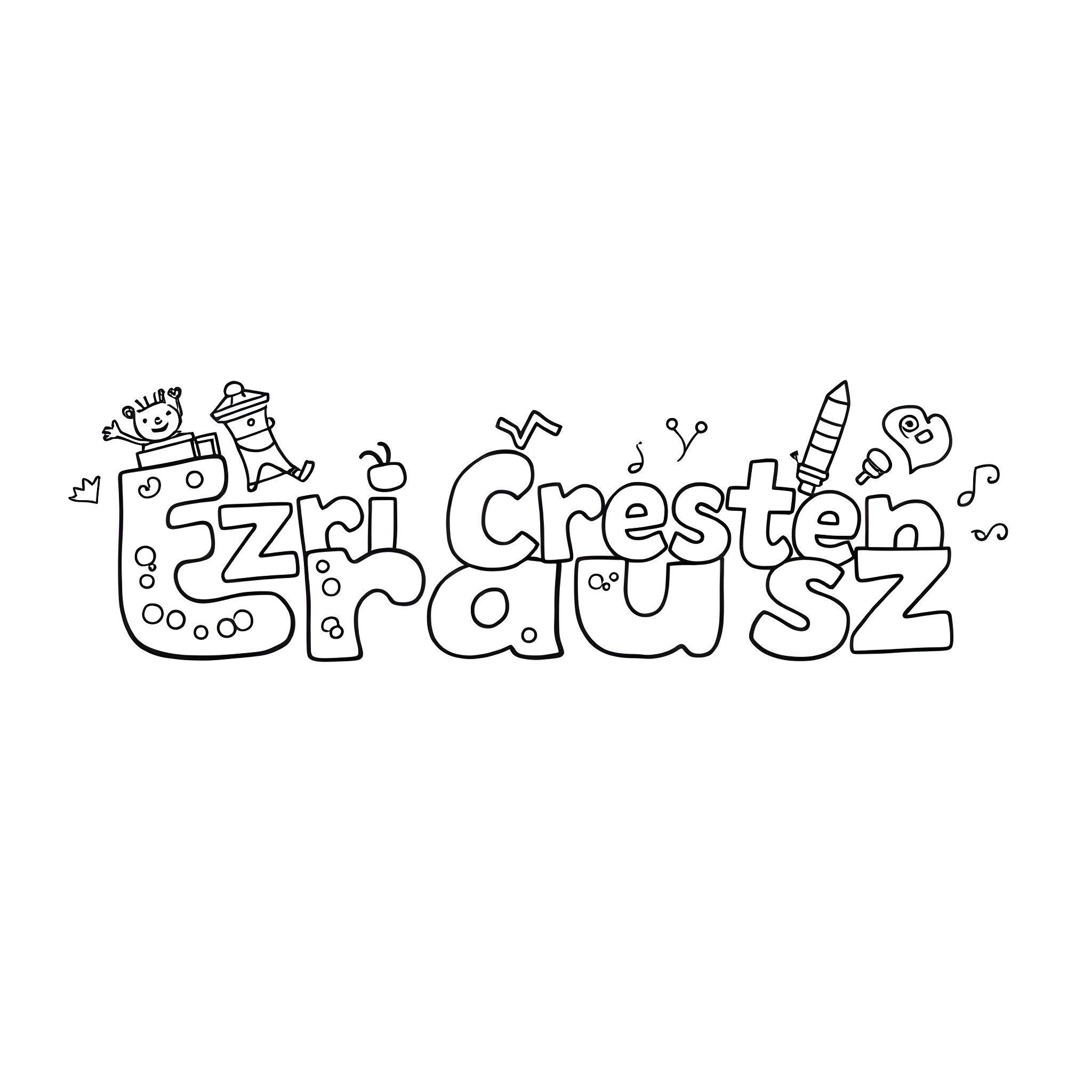 Ezri's Playful Celebration Coloring Page (free black-and-white line drawing printable PDF for all, from beginners to advanced learners, including children, teens, adults, and seniors)