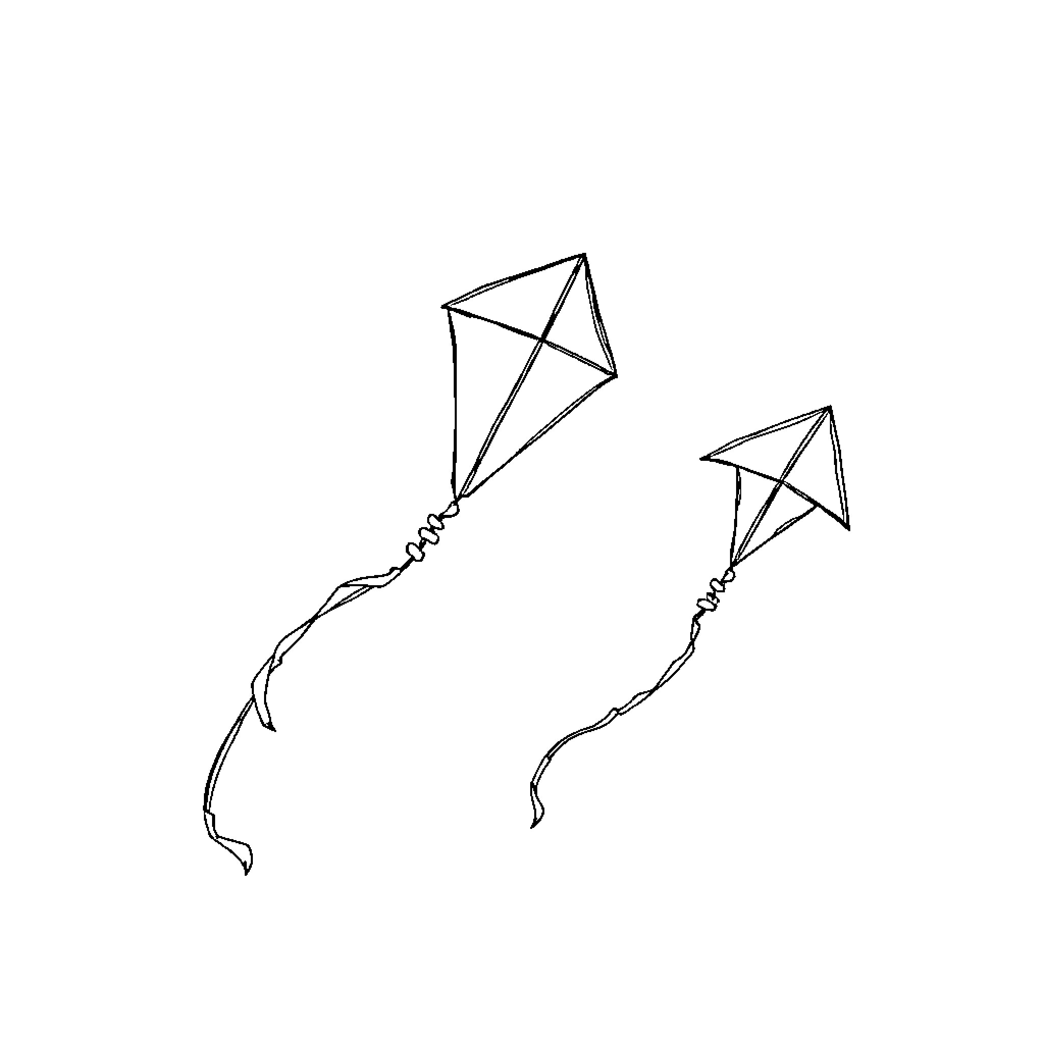 Kites soaring through the sky Coloring Page (free black-and-white line drawing printable PDF for all, from beginners to advanced learners, including children, teens, adults, and seniors)