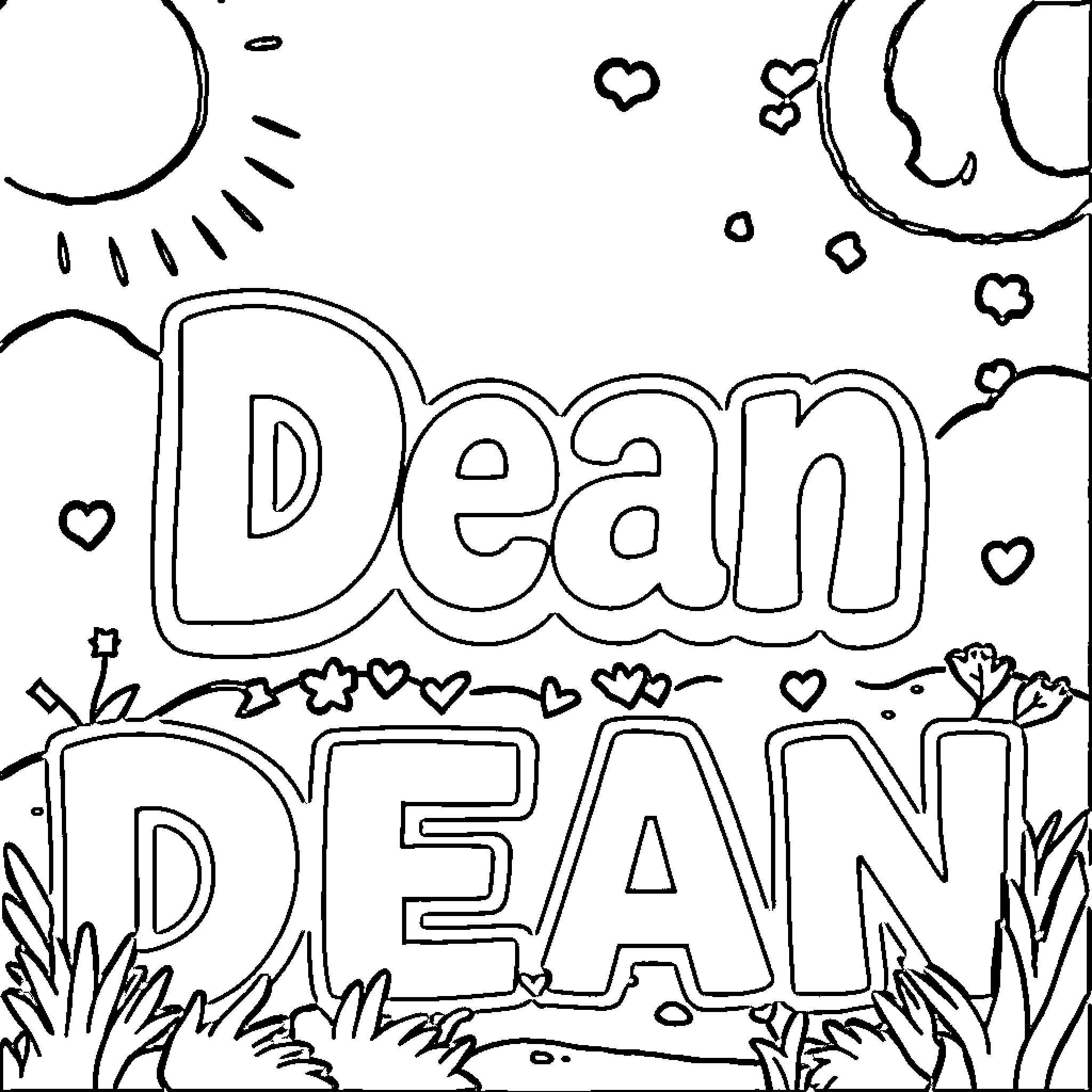 Dean doodling playful patterns in the field Coloring Page (free black-and-white line drawing printable PDF for all, from beginners to advanced learners, including children, teens, adults, and seniors)