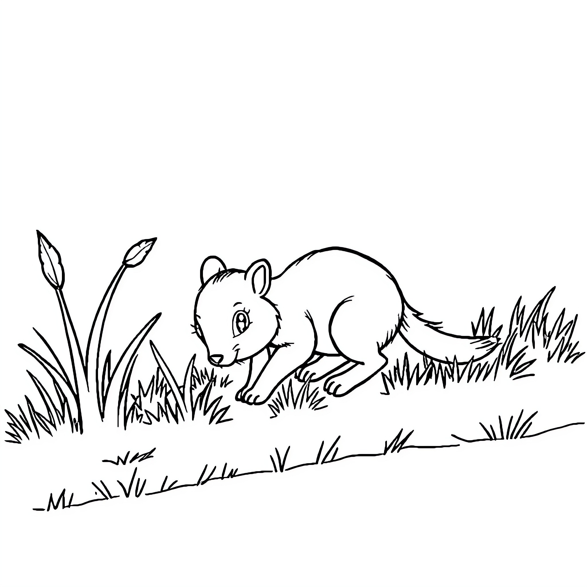 Animal exploring natural habitat Coloring Page (free black-and-white line drawing printable PDF for all, from beginners to advanced learners, including children, teens, adults, and seniors)