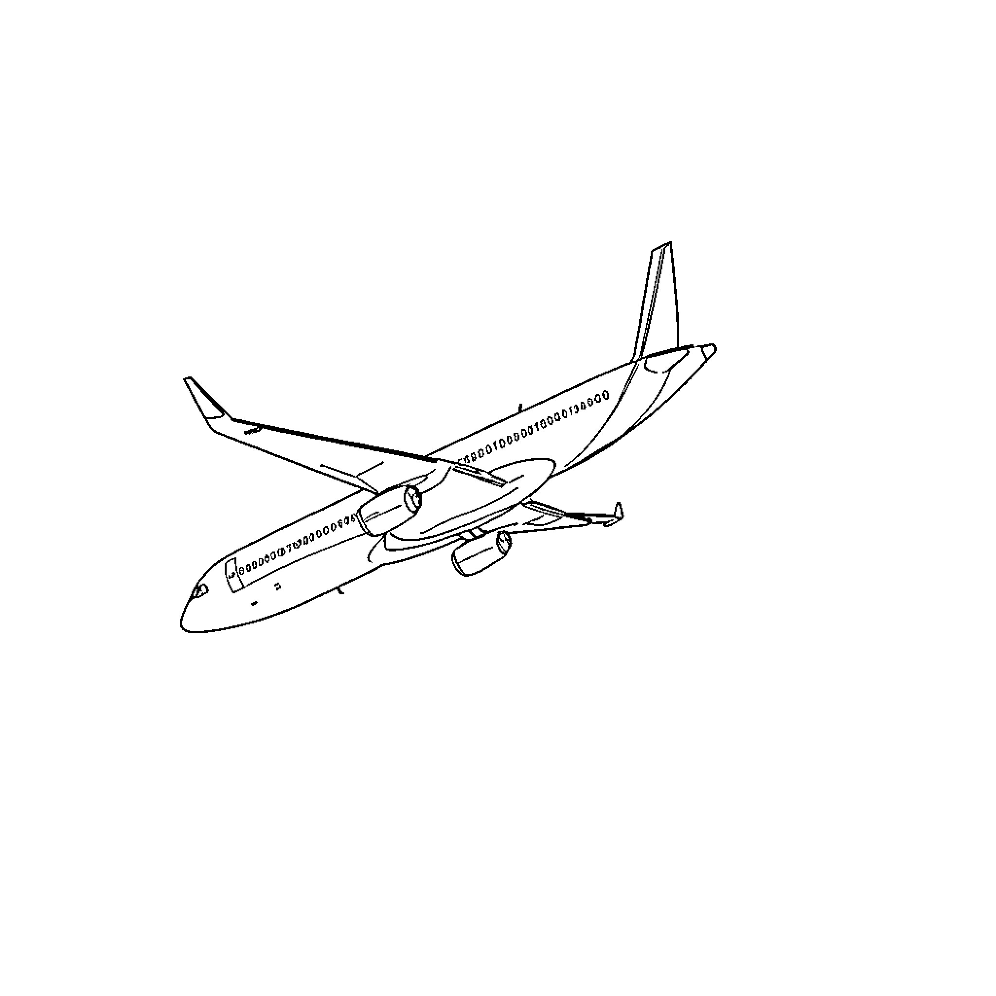 Airplane in flight Coloring Page (free black-and-white line drawing printable PDF for all, from beginners to advanced learners, including children, teens, adults, and seniors)